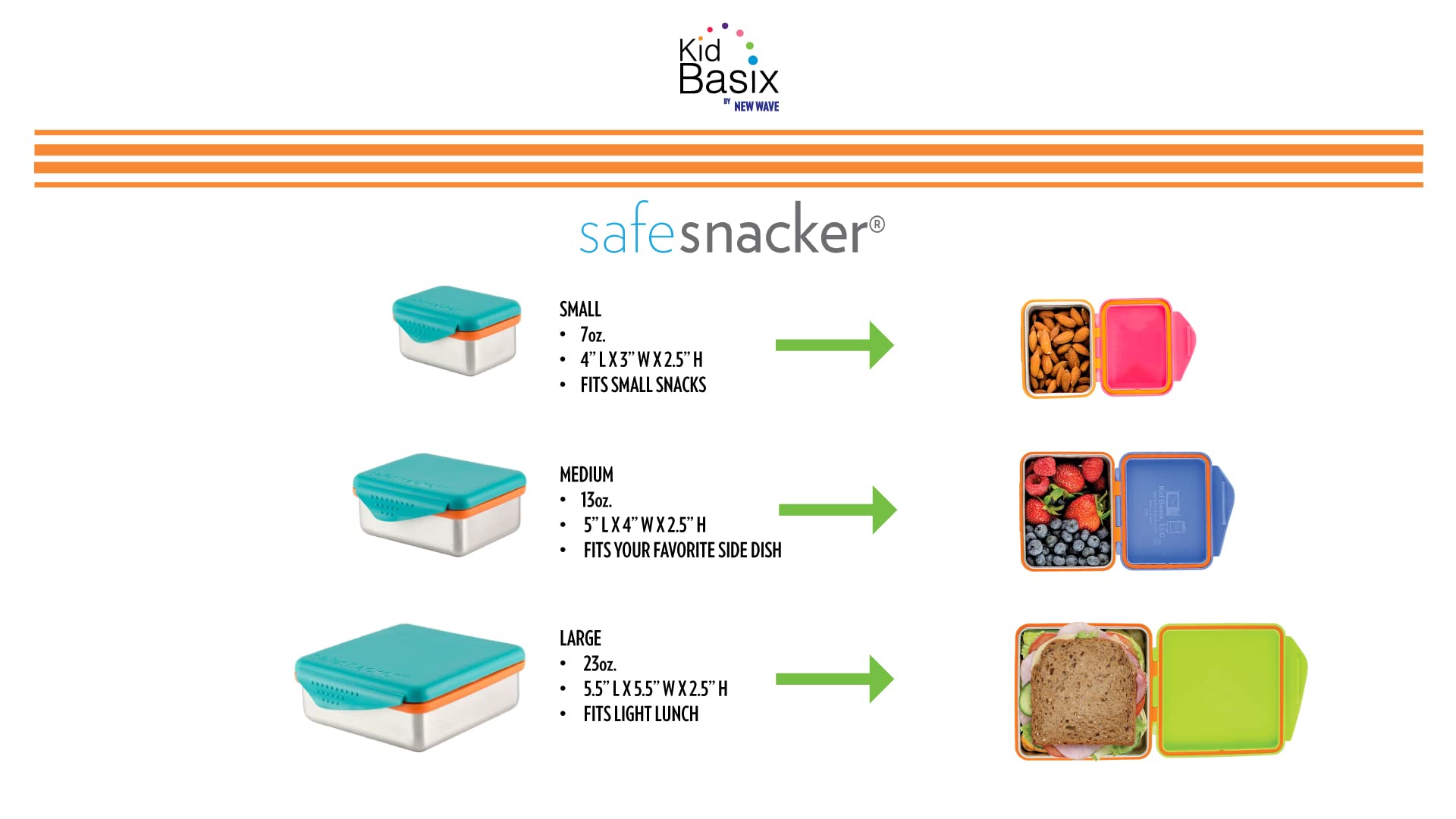 Kid Basix Safe Snacker - BPA Free Stainless Steel Lunch Box for Kids & Adults | 7oz Reusable Food Container | Dishwasher Safe | Perfect for School Lunches, Picnics & On-the-Go Meals (Fuchsia)