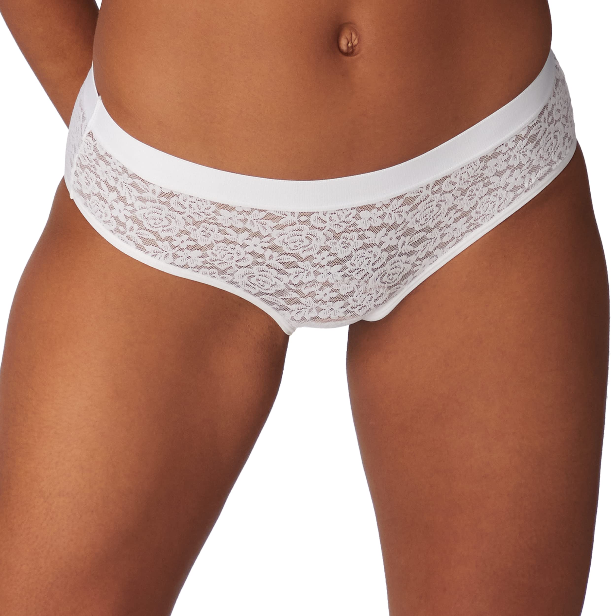 Maidenform Women's Pure Comfort Stretch Lace Brief Underwear - Soft Breathable Cotton Panties for Everyday Wear, Workout & Sleep