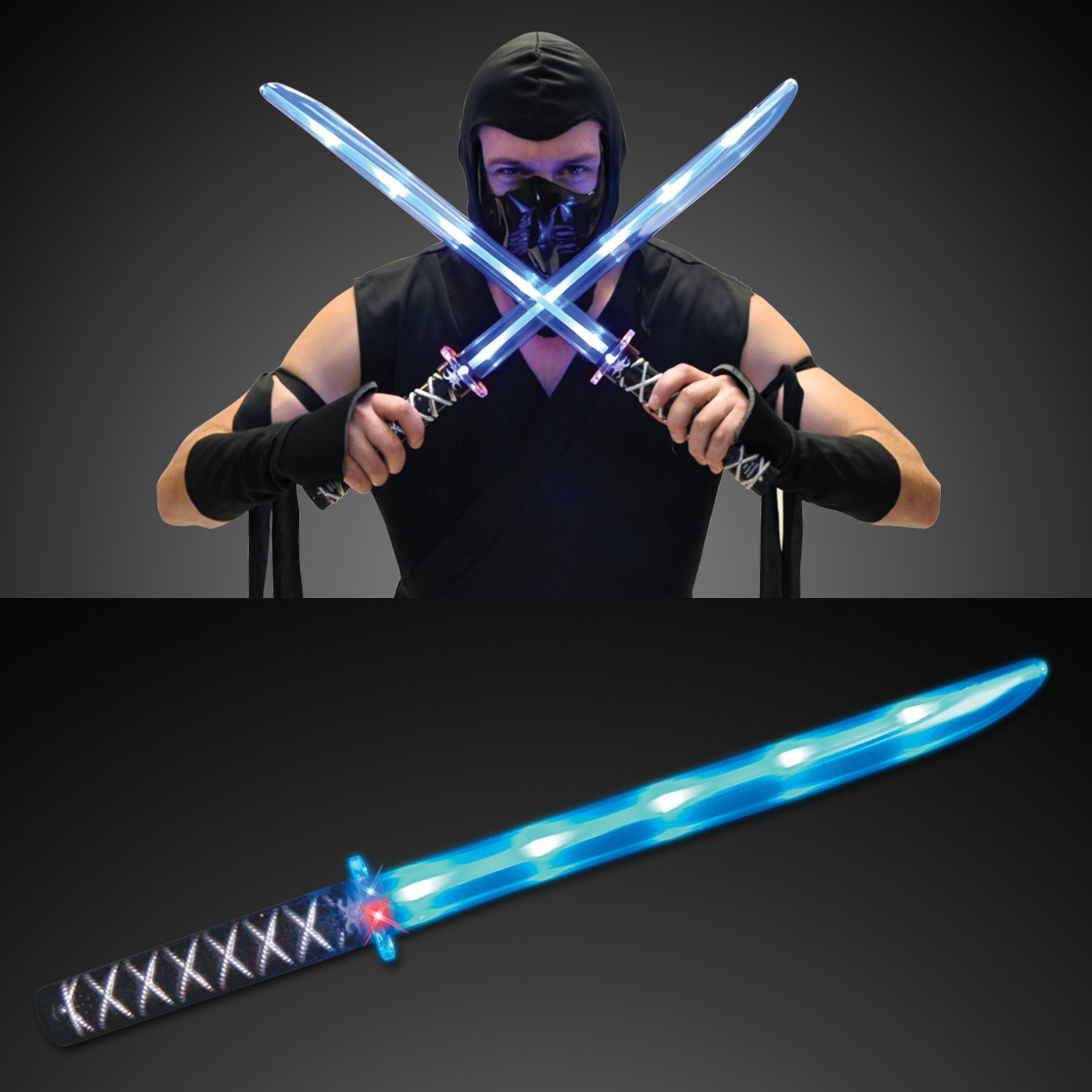 Premium LED Light Up Ninja Swords with Motion-Activated Sound Effects - 3 Pack Set for Cosplay, Halloween Costumes & Kids Role Play Battles