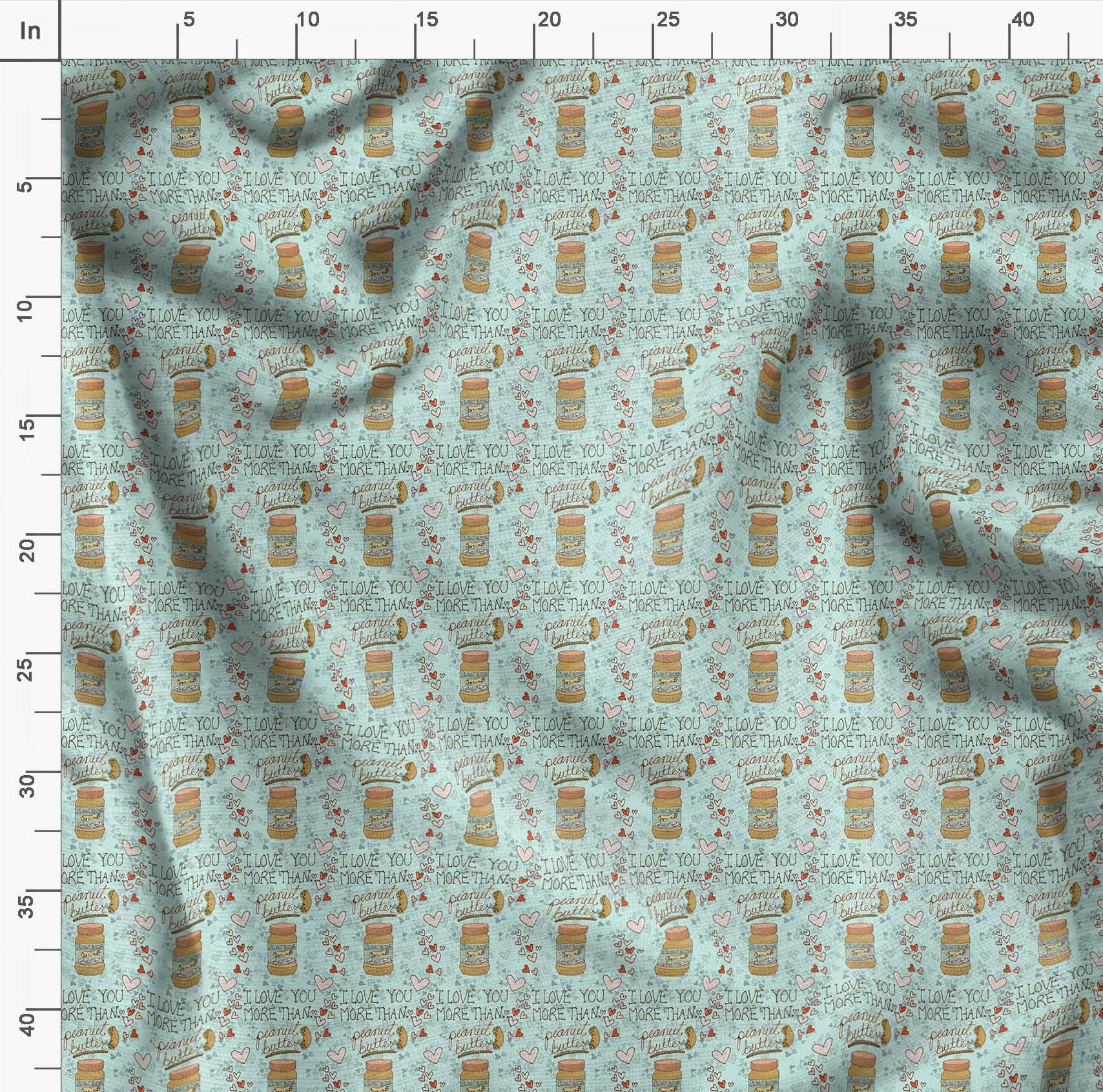 Soimoi 42 Inch Wide Polyester Crepe Fabric - Green Text & Peanut Butter Food Print Material - Nutty Playful Design for DIY Crafts, Sewing Projects, Quilting, and Home Decor - Perfect for Creative Dressmaking, Costumes, and Upholstery