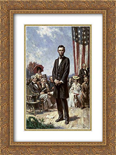 Ferris, Jean Leon Gerome 15x18 Gold Ornate Framed and Double Matted Museum Art Print - The Gettysburg Address Painting - Vintage Civil War Wall Decor for Home, Office, or Classroom