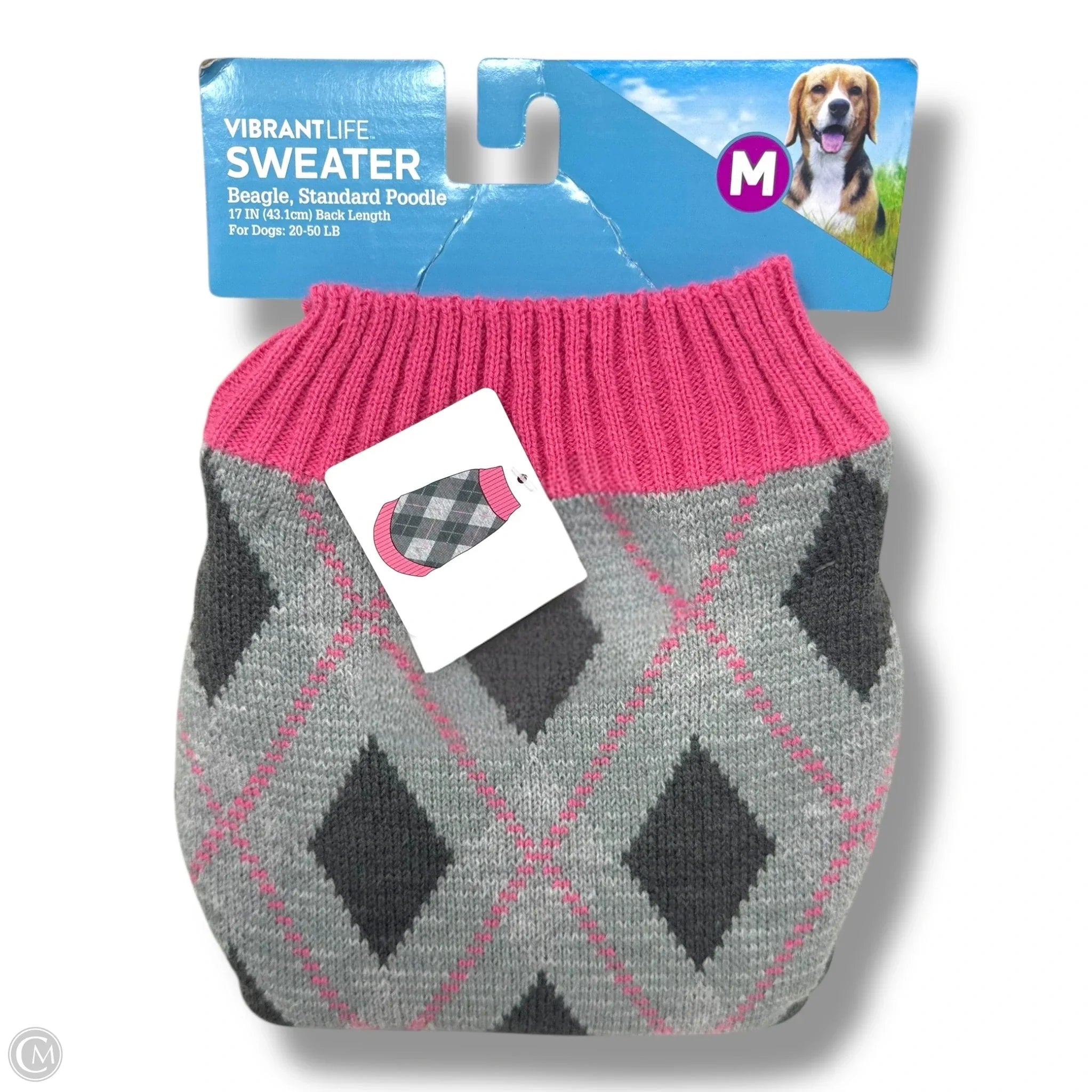 Vibrant Life Argyle Dog Sweater for Small to Medium Dogs - Cozy Knit Winter Sweater for Indoor & Outdoor Activities