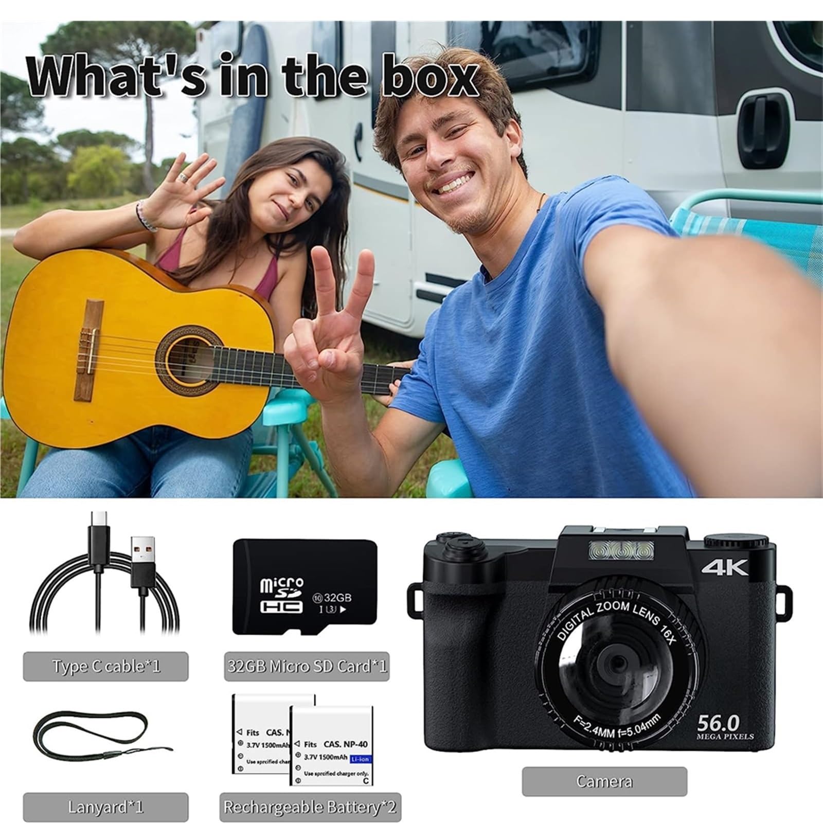 **MZZYG 56MP 4K Digital Camera with Auto Focus, WiFi & 3