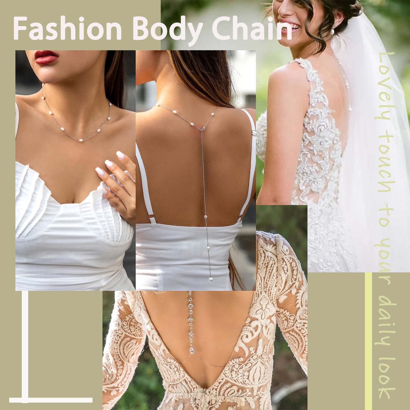 Boho Layered Rhinestone Back Necklace - Long Crystal Gold CZ Chain Necklace for Women | Vintage Body Jewelry for Summer, Beach, Parties & Special Occasions