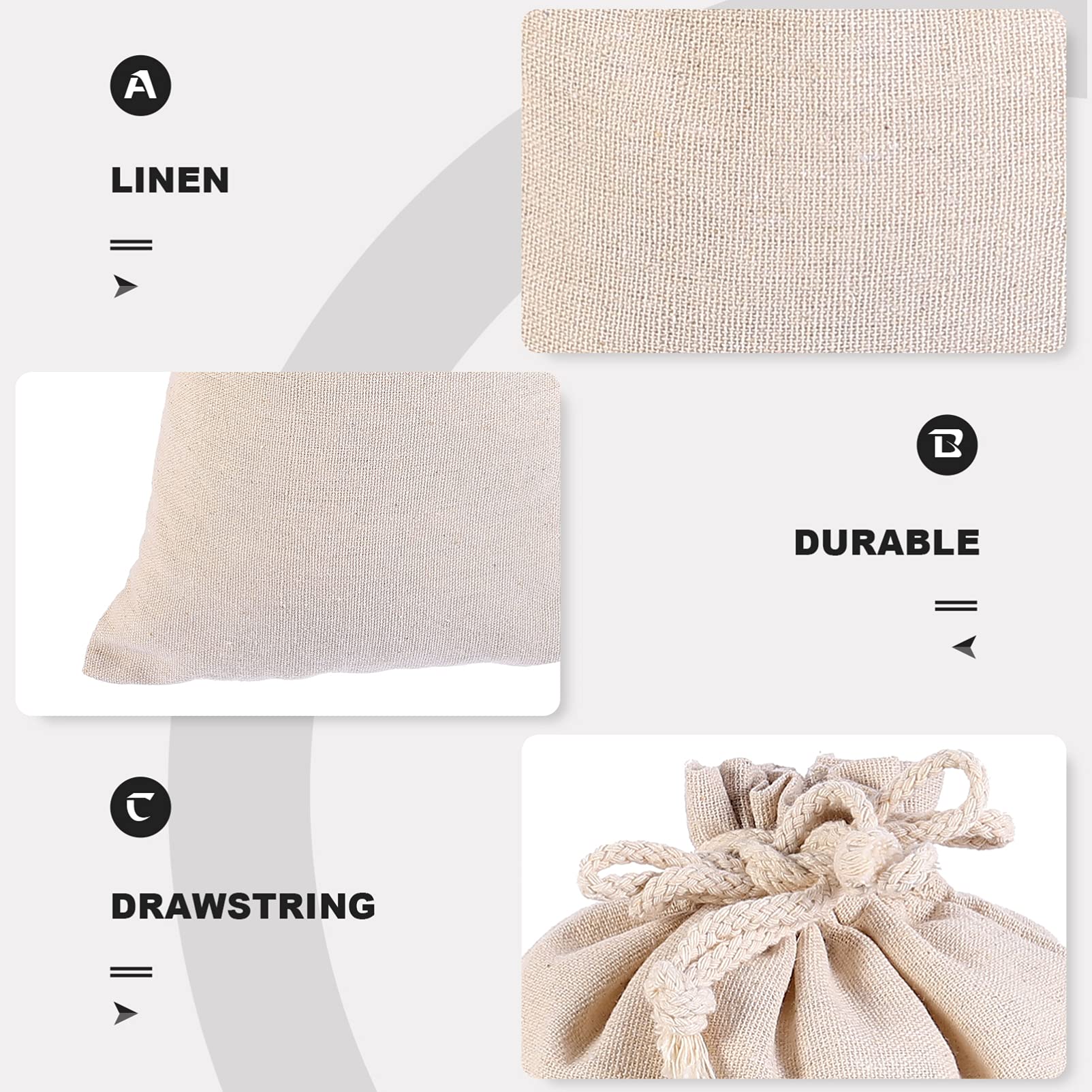 **Cabilock 5-Piece Linen Storage Bags Set - Organic Drawstring Bags for Produce, Vegetables, Jewelry & Travel Accessories - Rustic Burlap Pouches for Home, Kitchen & On-the-Go Storage**