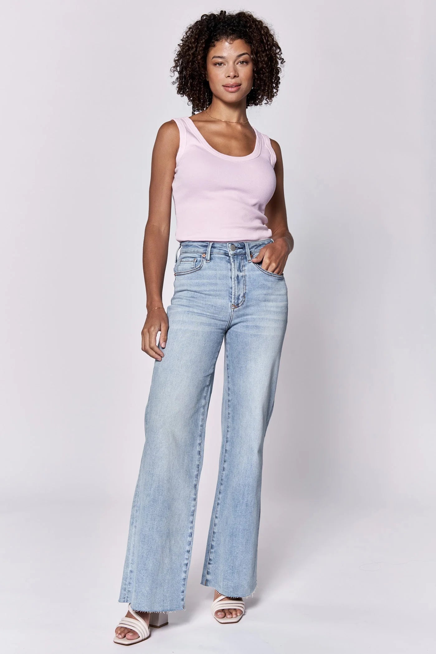 Fiona High Rise Cut Off Hem Jeans - Women's Distressed Denim Shorts for Summer | Perfect for Casual Outfits, Beach Trips & Music Festivals