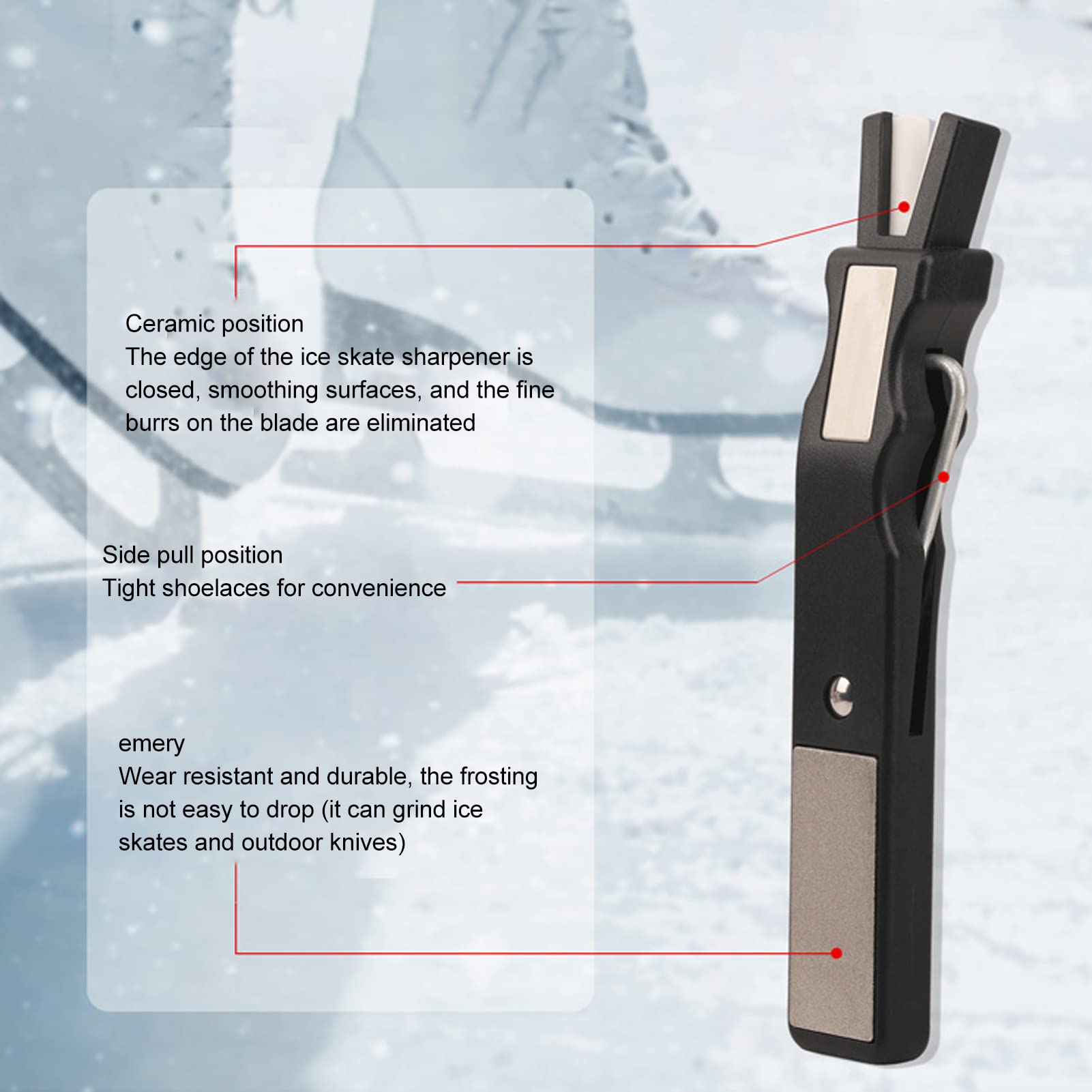 Professional Ice Skate Sharpener with Honing Stone - Hockey Skate Blade Sharpening Tool for Figure & Hockey Skates - Perfect for Home & Rink Maintenance