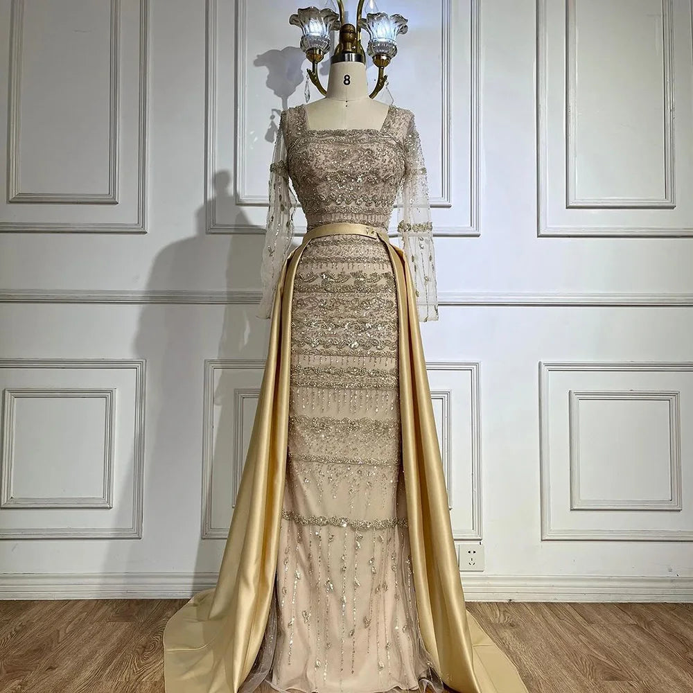 Luxury Dubai Arabic Sage Green Mermaid Evening Dress Gowns for Women - Elegant Formal Party Gown for Prom, Wedding, Gala & Special Occasions