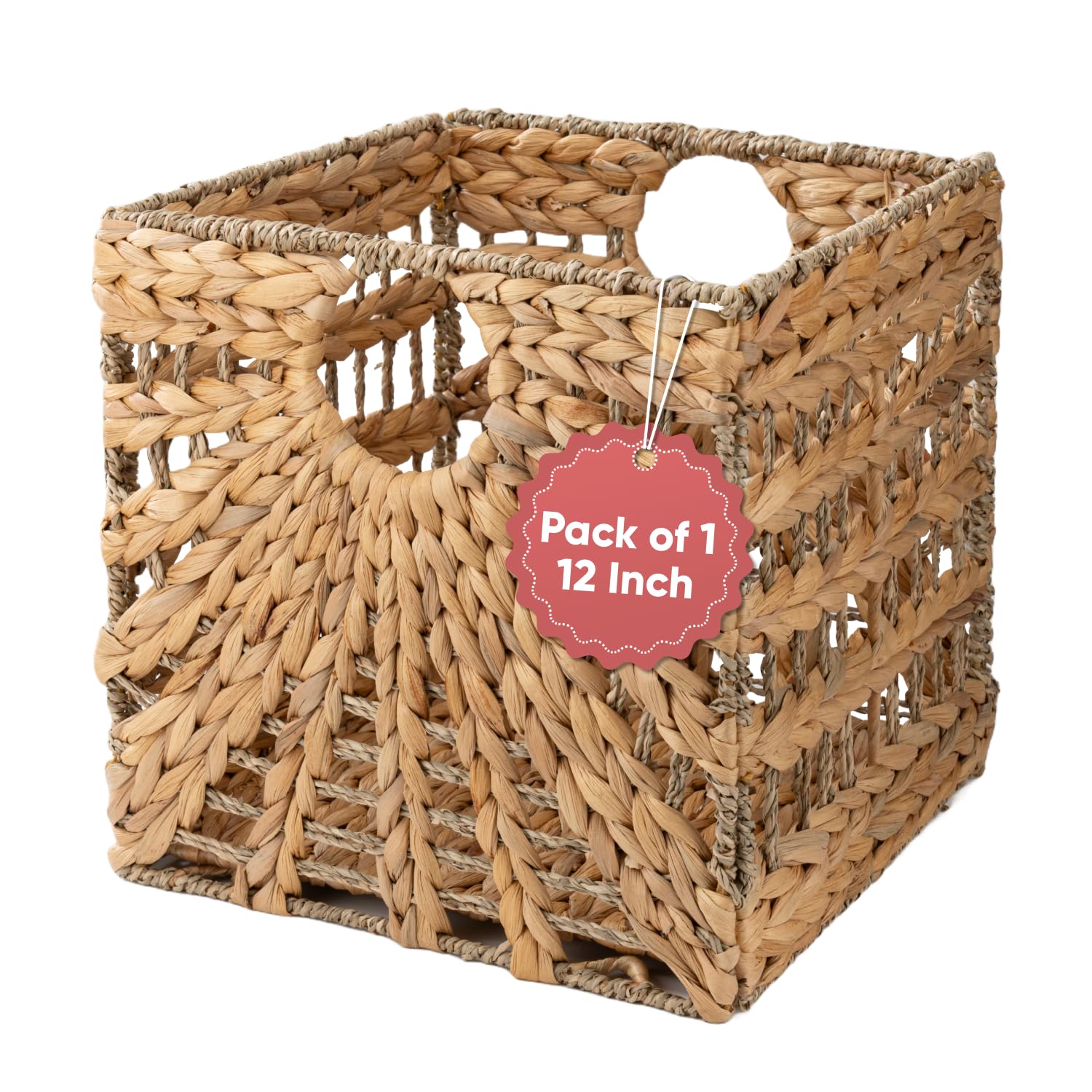 Handwoven Water Hyacinth Storage Basket - 12