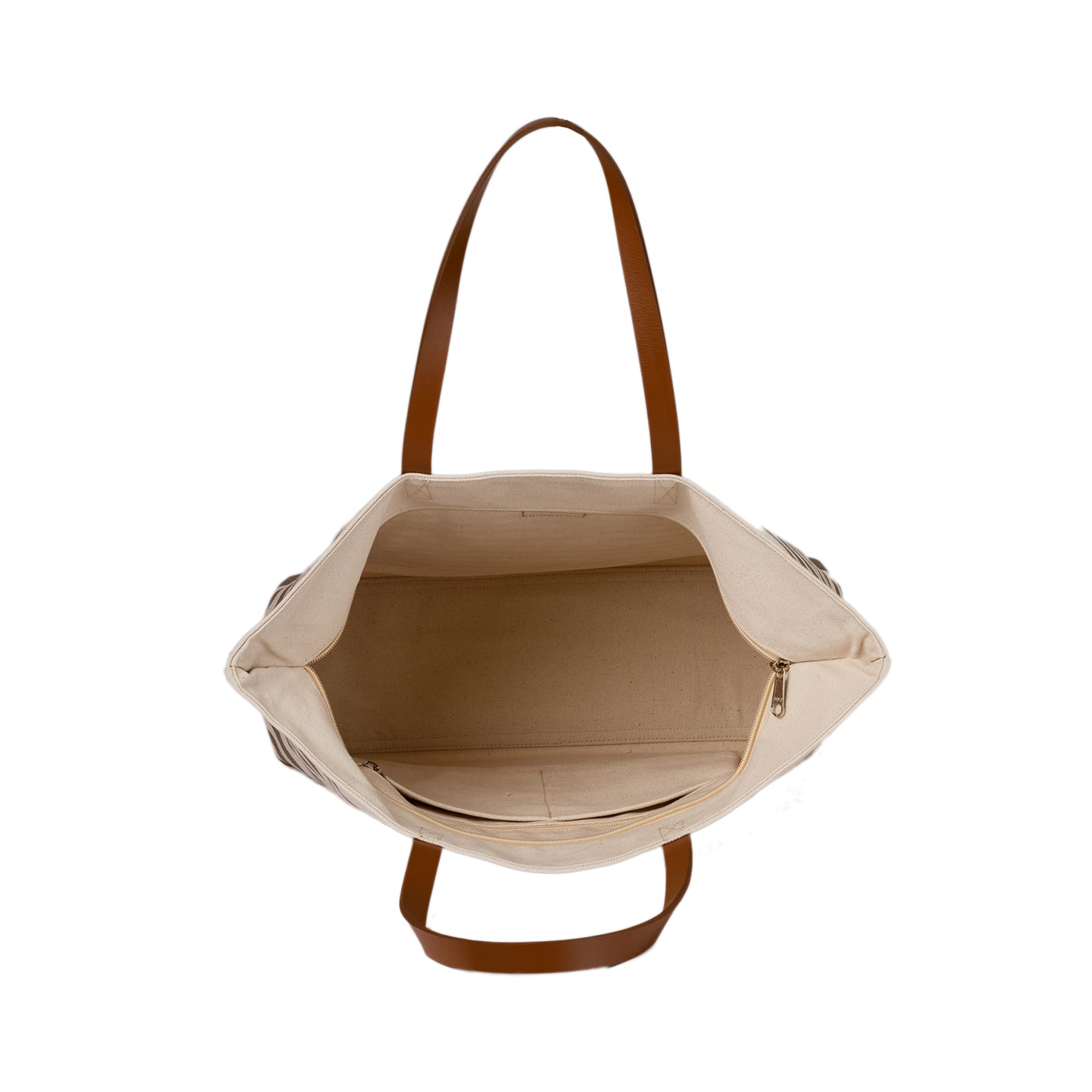 AQVA Canvas Tote Bag for Women & Men - Durable Shoulder Bag with Zip Pocket - Perfect for Shopping, Travel & Work