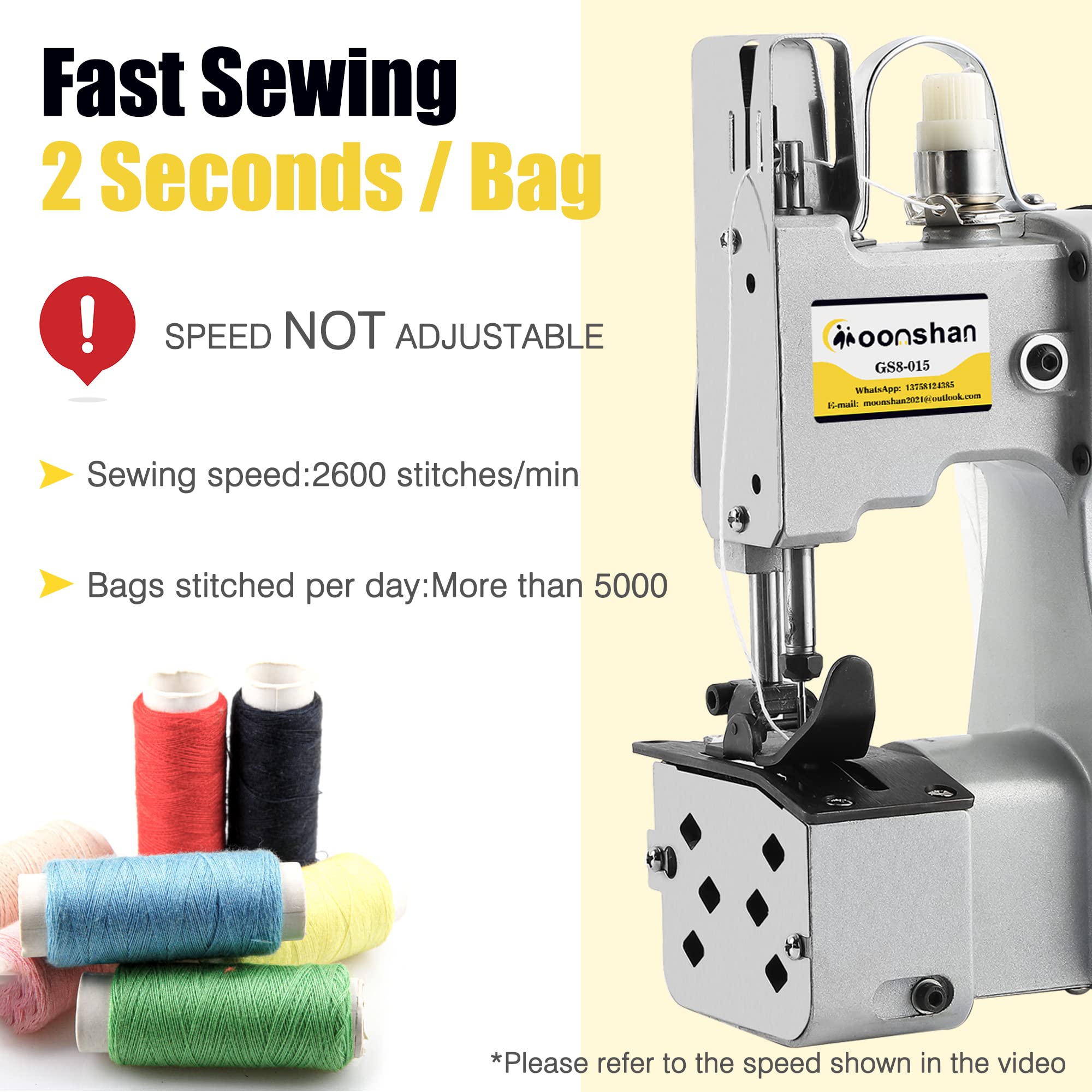 Portable Automatic Bag Sewing Machine - 6.4Lbs Lightweight Bag Closer for Woven Bags, Non-woven Fabrics & Leather | Ideal for Packaging, Shipping, Warehouse & Factory Use