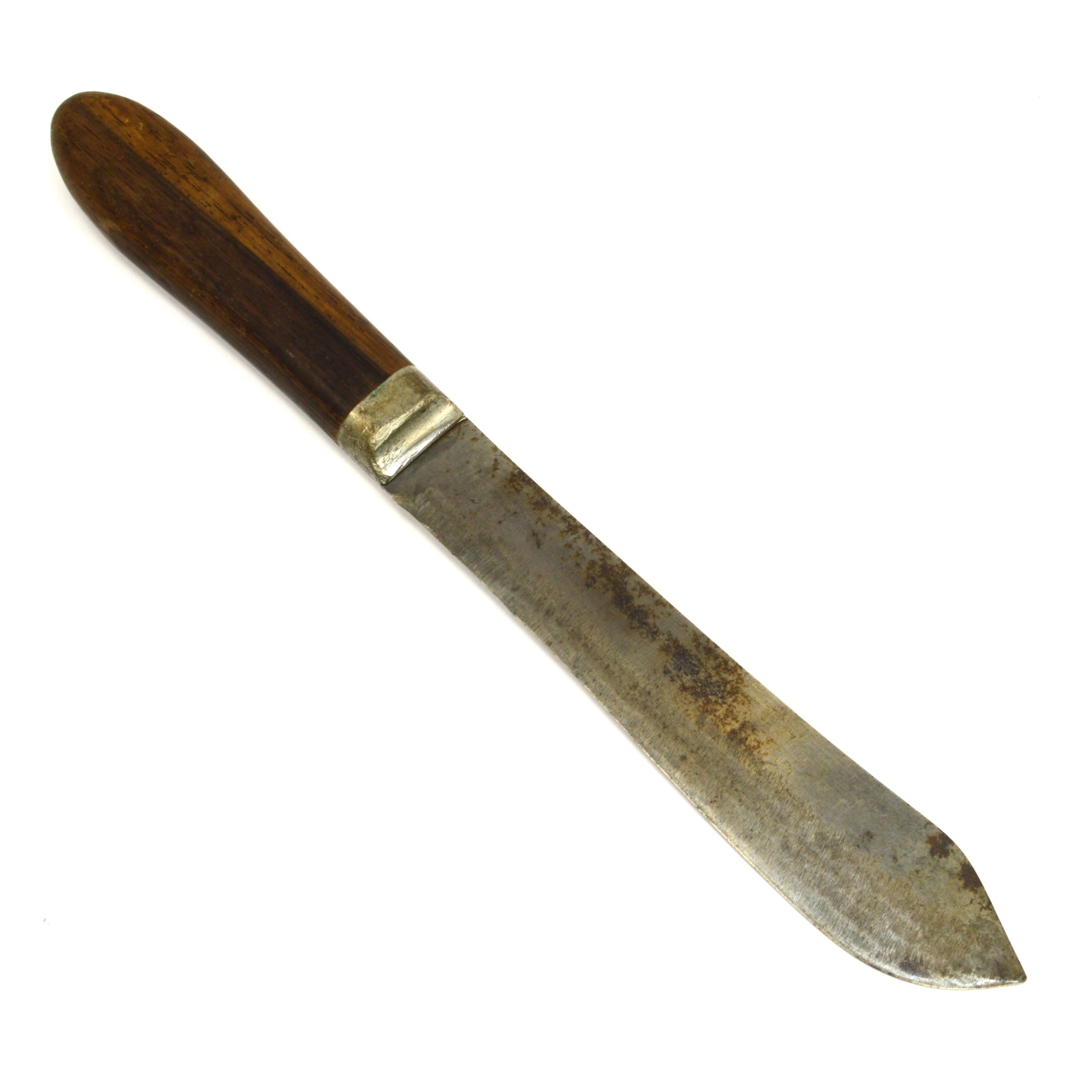 Vintage J. Russell Green River Works Knife with Script Logo & Pewter Bolstered Handle - Hunting, Camping, and Outdoor Survival Tool