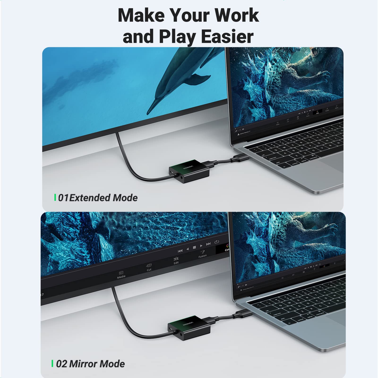 UGREEN HDMI to VGA Adapter with 3.5mm Audio Jack - Female to Male Converter for Monitor, PC, Laptop, Xbox, Nintendo Switch, Roku, TV Stick & Raspberry Pi - Perfect for Home Office, Gaming & Multimedia Setup