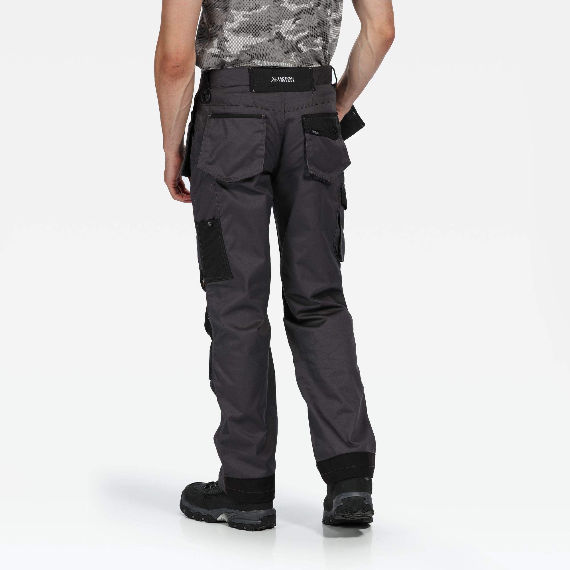 Regatta Men's Incursion Work Trousers 32L Iron Black - Durable Work Pants for Construction, Landscaping & Outdoor Jobs