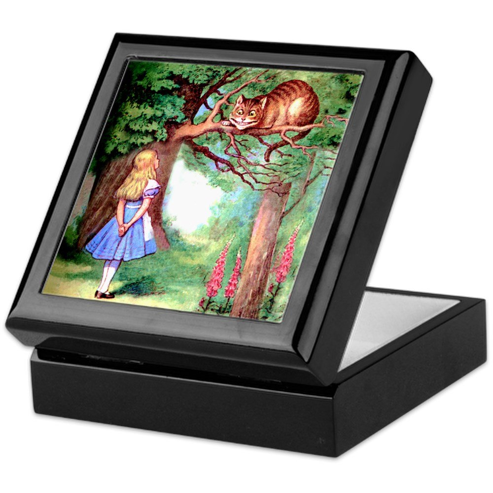 Alice in Wonderland Cheshire Cat Keepsake Box - Handcrafted Hardwood Jewelry Storage with Velvet Lining - Perfect for Collectibles, Jewelry & Memory Box Gift (Home Decor, Disney Fan Gift)