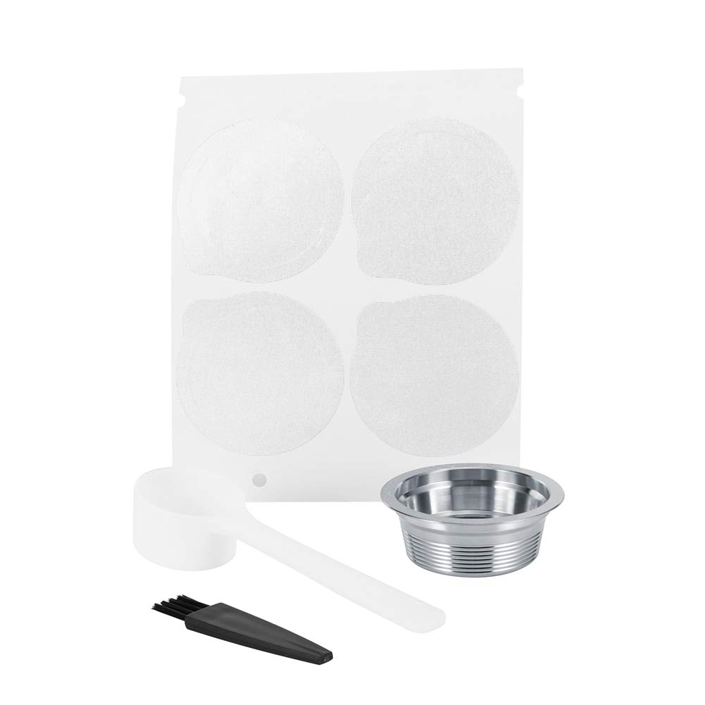 Reusable Stainless Steel Coffee Capsules for LAVAZZA A MODO MIO - Refillable Espresso Pods with Lids, Spoon & Brush - Perfect for Home & Office Coffee Brewing