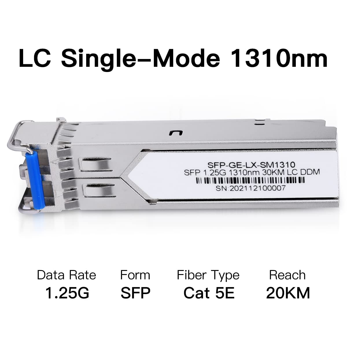 10 Pack 1.25G SFP LC Module 1000Base-LX (SMF,1310nm,20km,DDM) Single-Mode Fiber Optic Transceiver - Compatible with Cisco GLC-LH-SMD, Ubiquiti UniFi, Meraki MA-SFP-1GB-LX10, Fortinet, Mikrotik, TP-Link, Netgear, TL-SM311LS, D-Link - Ideal for Data Centers, Enterprise Networks & Telecom Applications