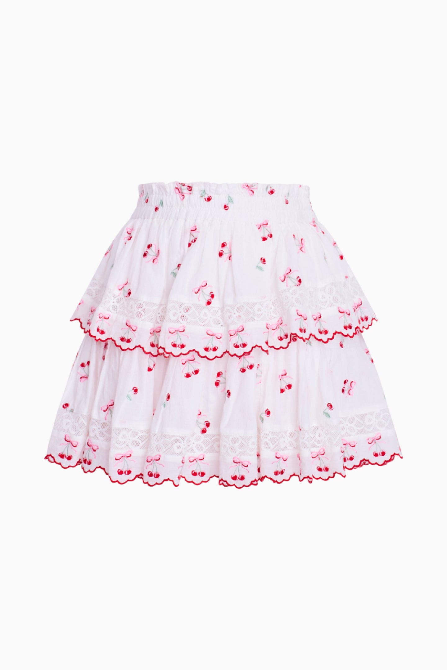 Stylish Ruffle Mini Cherry Print Skirt for Women - Perfect for Summer Outfits, Beach Vacations & Casual Dates