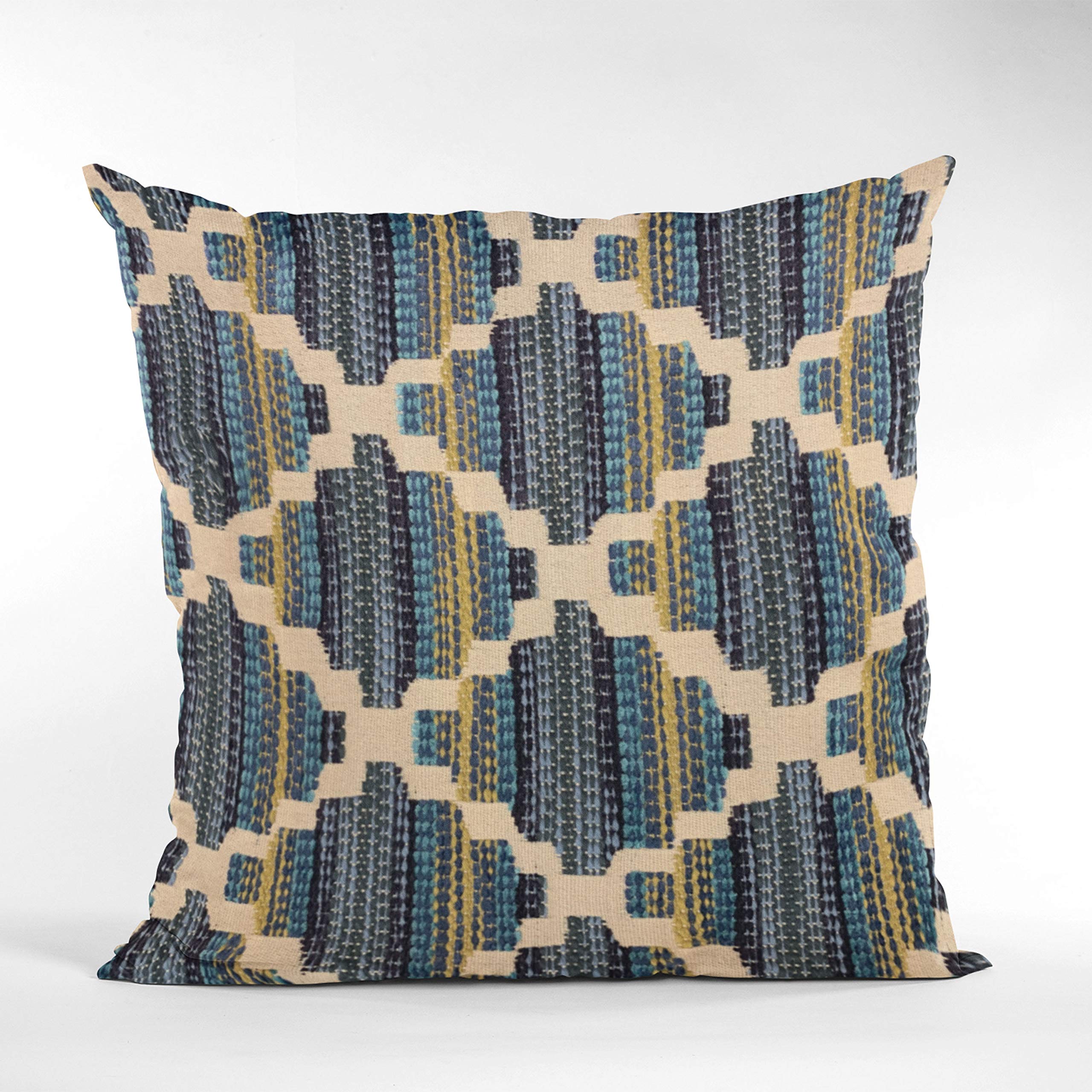 Luxury Blue Diamond Throw Pillow 26x26 Inches - Double Sided Decorative Cushion for Sofa, Bed & Home Decor - Plutus Brands Soft Square Pillow Cover