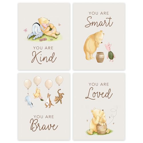 Neutral Pooh Bear and Friends Wall Art