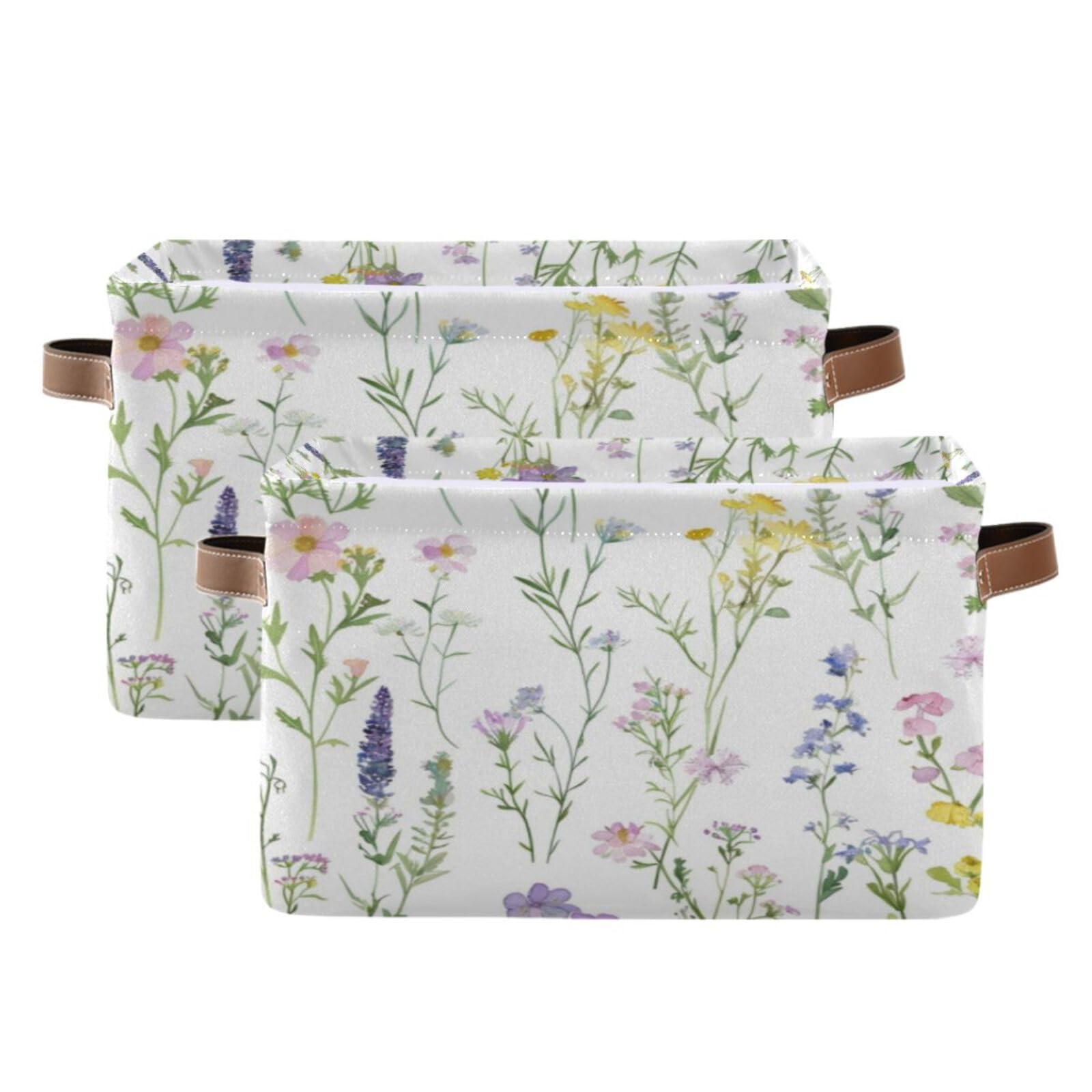 Large Fabric Storage Bins with Handles - Collapsible Closet Organizer Baskets for Shelves, Clothes, Toys & Home Organization | Decorative Floral Storage Solutions for Bedroom, Nursery & Living Room