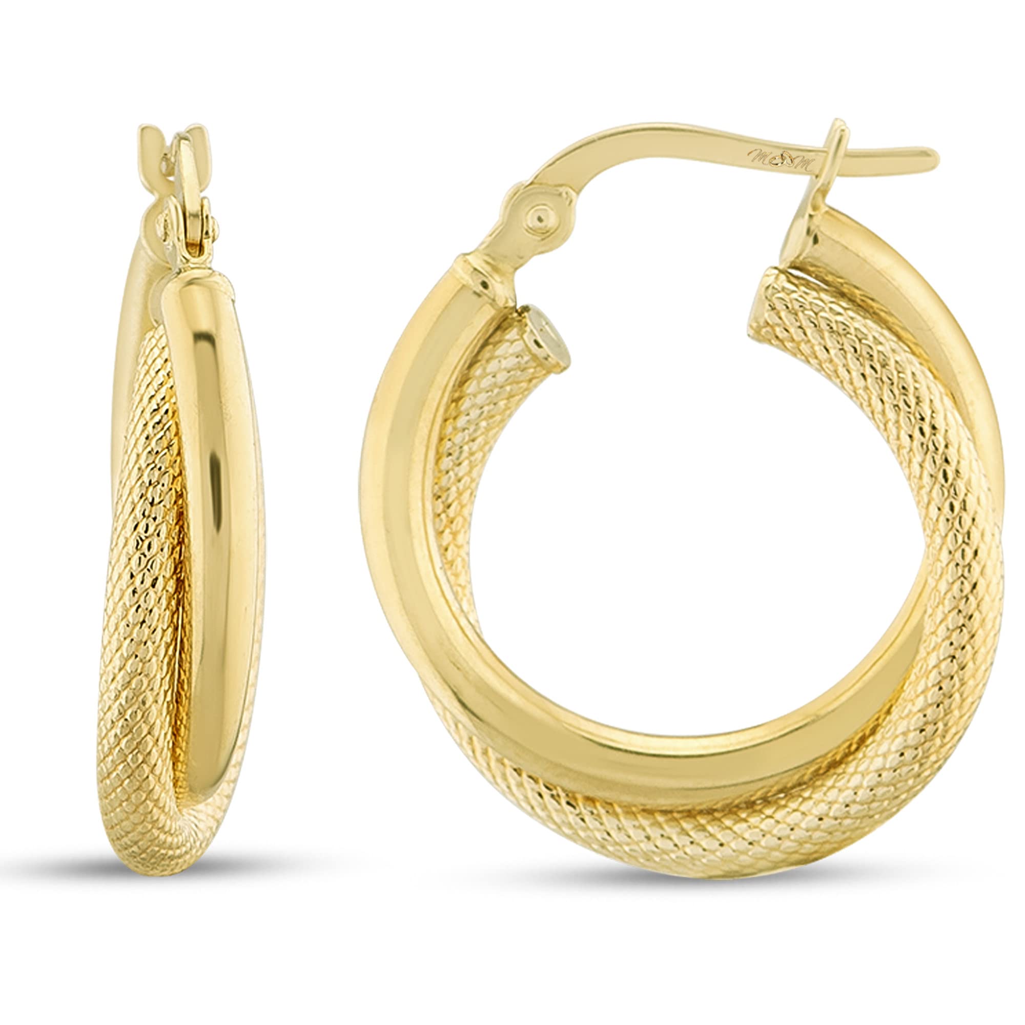 14K Gold CZ Channel Hoop Earrings for Women – Hypoallergenic Solid Gold Evil Eye Huggie Earrings | Dainty & Chunky Yellow Gold Hoops | Perfect Gift for Her | Everyday Wear, Parties & Special Occasions