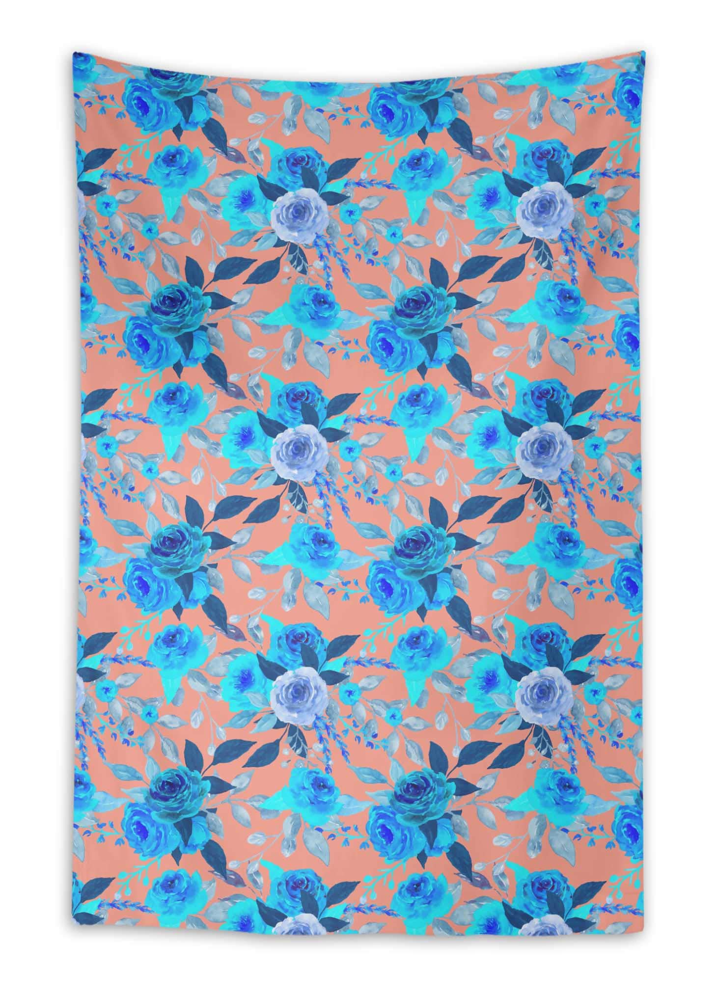 Vibrant Orange Austin Rose Floral Digital Printed Tapestry - 58 x 80 Inches - Elegant Wall Decor for Bedroom, Living Room & Dorm - Perfect for Boho Chic Home Decor & Party Backdrop
