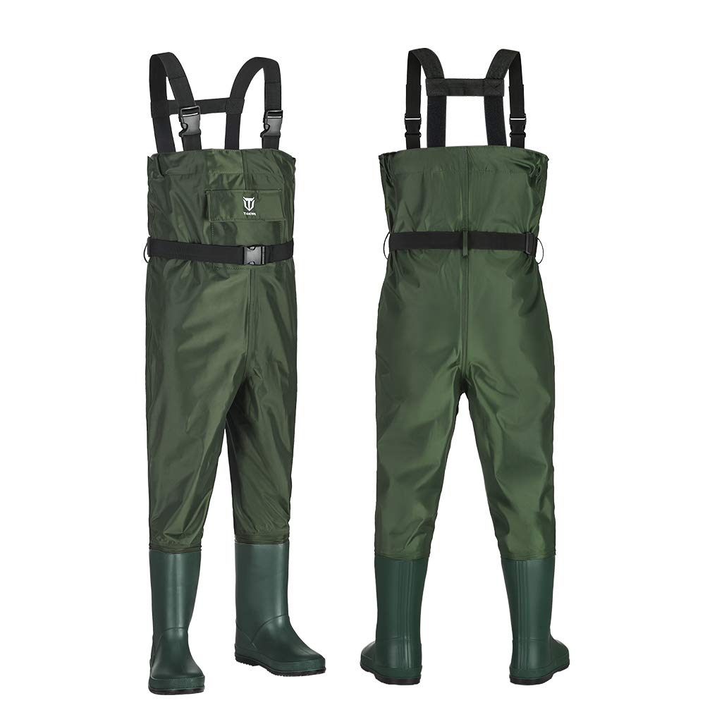 TIDEWE Kids Chest Waders - Waterproof Youth Fishing Waders with Boots & Hanger, Lightweight PVC Wading Gear for Boys & Girls - Perfect for Stream Fishing, Duck Hunting & Outdoor Adventures