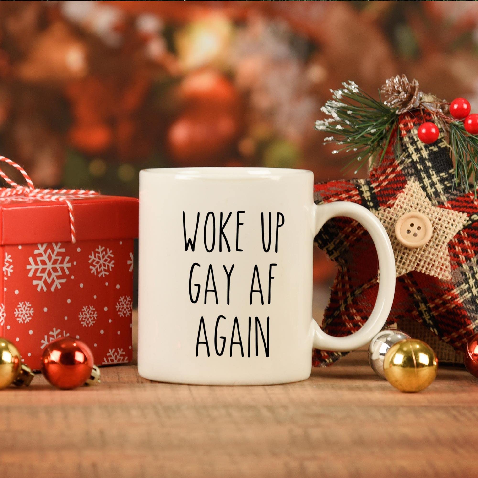 Woke Up Gay AF Again Mug - Funny LGBTQ Pride Coffee Cup for Lesbian, Gay, Bi, Trans & Queer Friends - Perfect Gift for Pride Month, Coming Out Parties & Daily Coffee Breaks