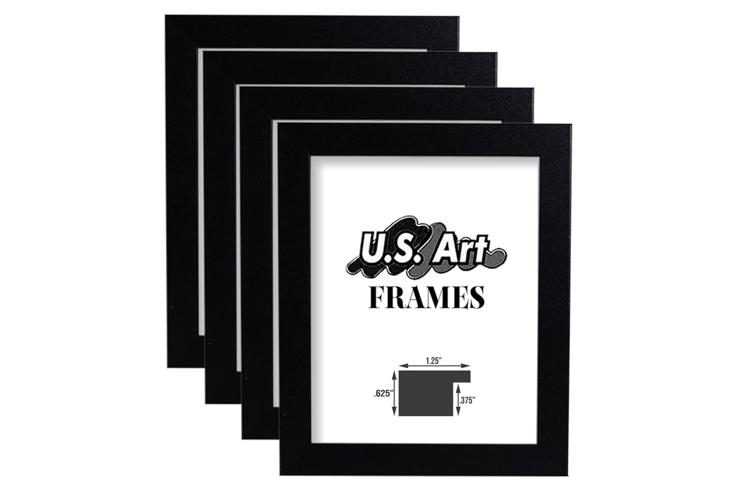 16x22 Inch Black Picture Frame Set of 4 - 1.25 Inch Wide Mat for Wall Art, Family Photos & Home Decor - Perfect for Living Room, Bedroom & Office Display