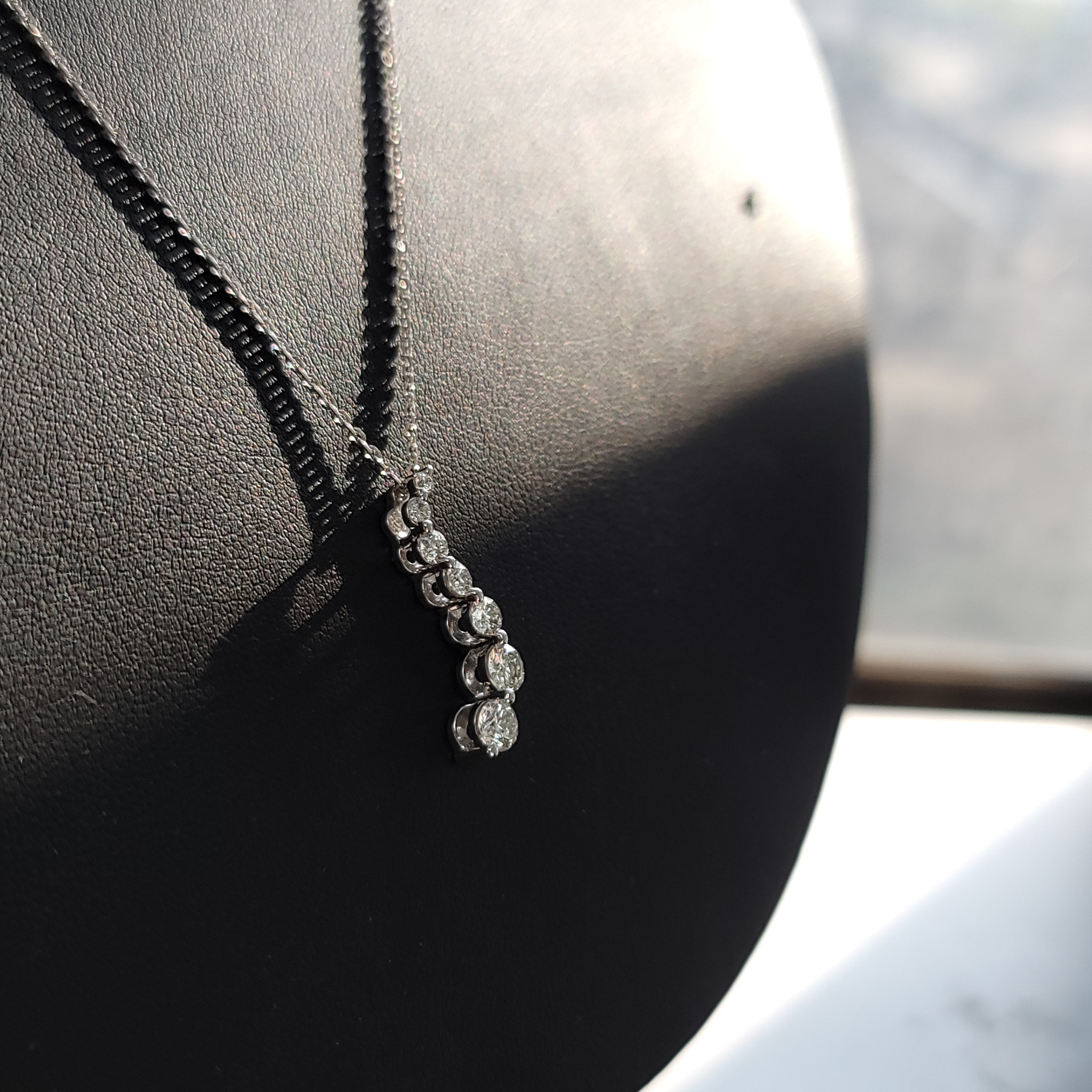 1.00cttw Diamond Journey Necklace in 14k White Gold - Perfect for Anniversaries, Engagements & Special Occasions
