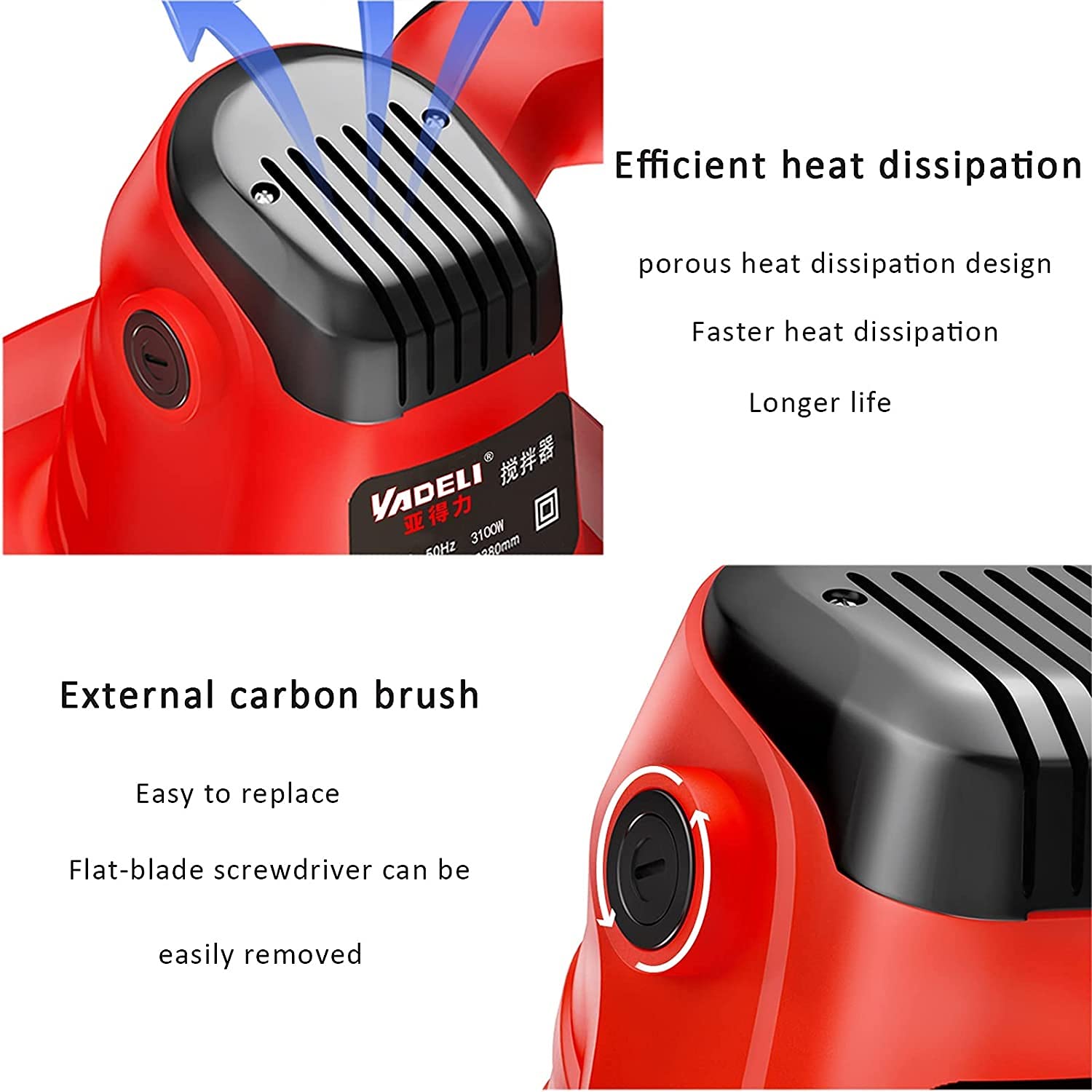 2400W Heavy Duty Cement Mixer with Pure Copper Motor - Red Paddle Mixer for Plaster, Paint, Mortar & Feed Mixing - Ideal for Construction, DIY Projects & Farm Use