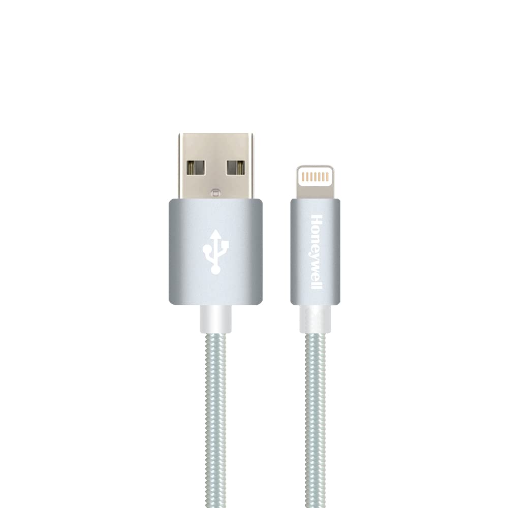 Honeywell Apple Lightning Sync and Charge Cable 1.2M (Silver) - Fast Charging & Data Sync for iPhone, iPad, iPod - Perfect for Home, Office, and Travel Use