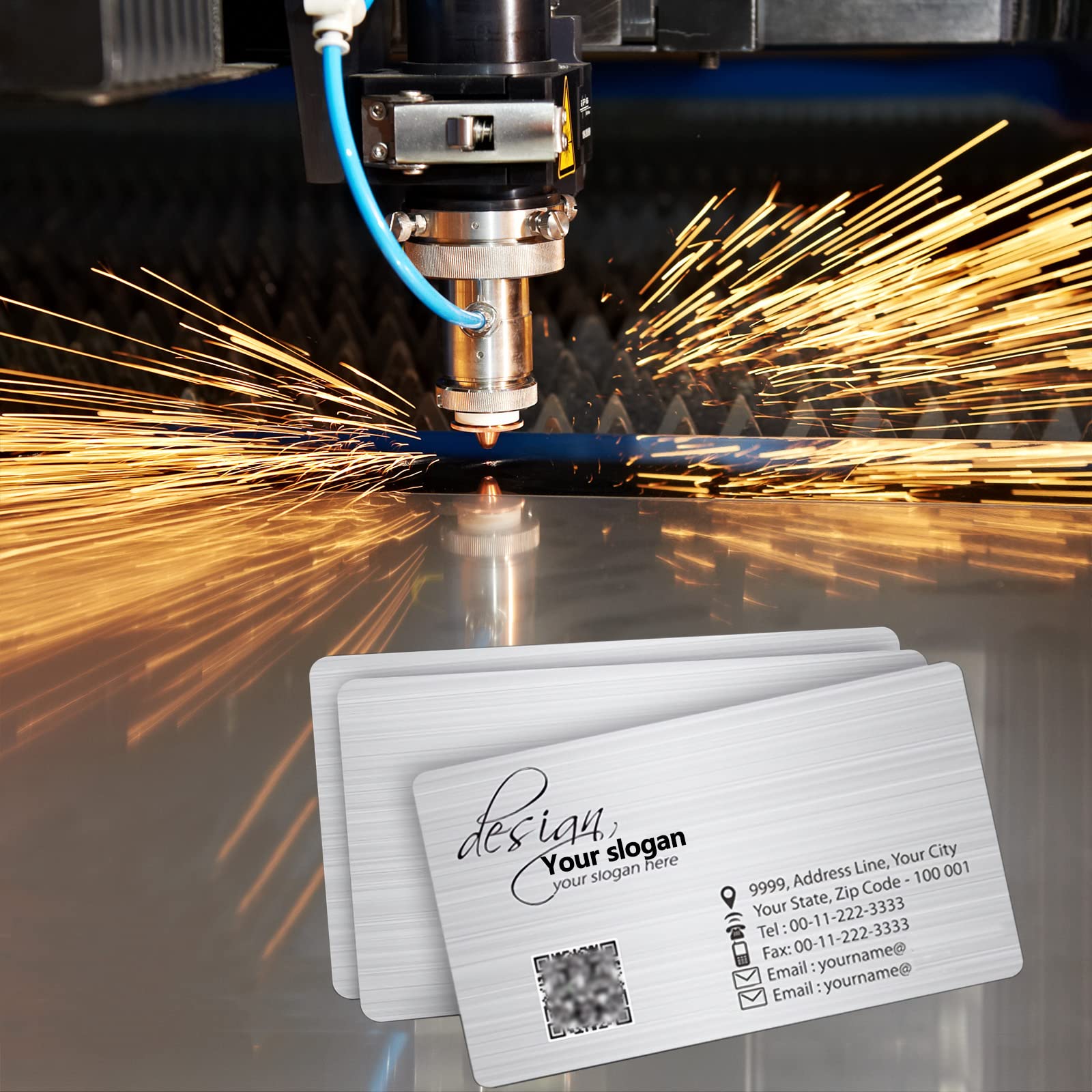 Custom Laser Engraved Blank Metal Business Cards - Premium Stainless Steel Name Cards (120PCS, 0.02