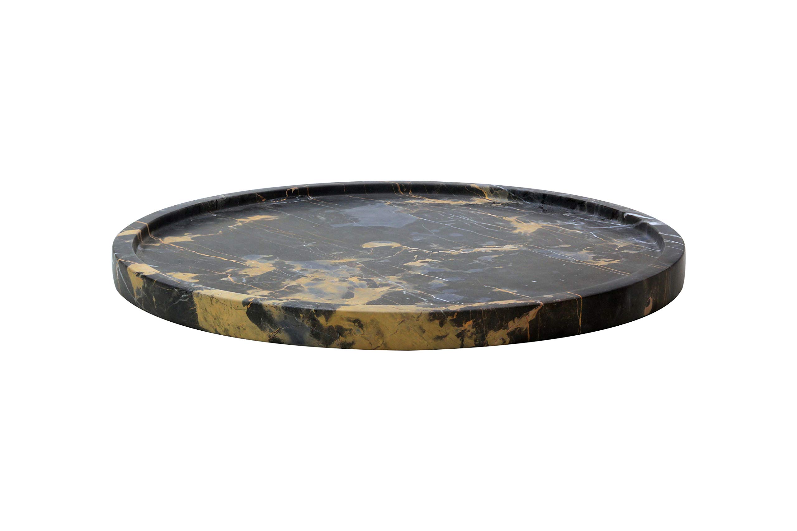 Luxury Hand-Carved Natural Marble Tray with Non-Slip Rubber Pads - Polished Stone Bathroom & Kitchen Organizer for Jewelry, Perfume, Soap Display (Round, Oval, Rectangle) - Perfect for Spa, Vanity & Home Decor