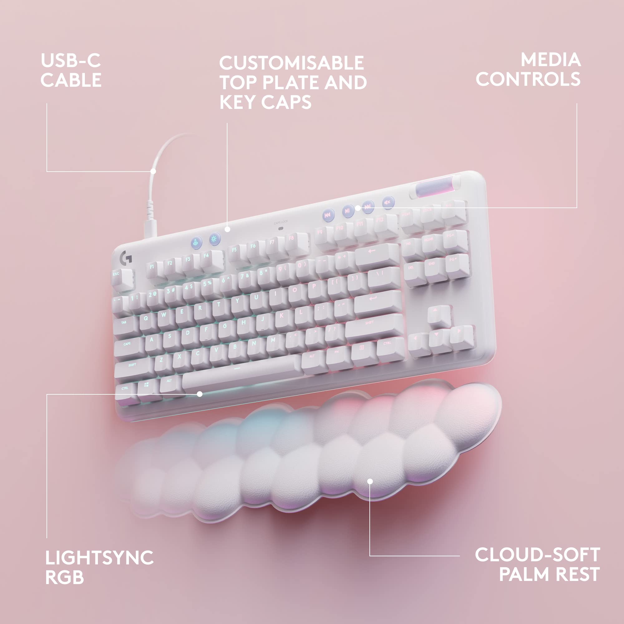 Logitech G713 Wired Mechanical Gaming Keyboard with Tactile Switches & G705 Wireless Gaming Mouse Combo - White Mist | Perfect for PC Gaming, Streaming & Esports Tournaments