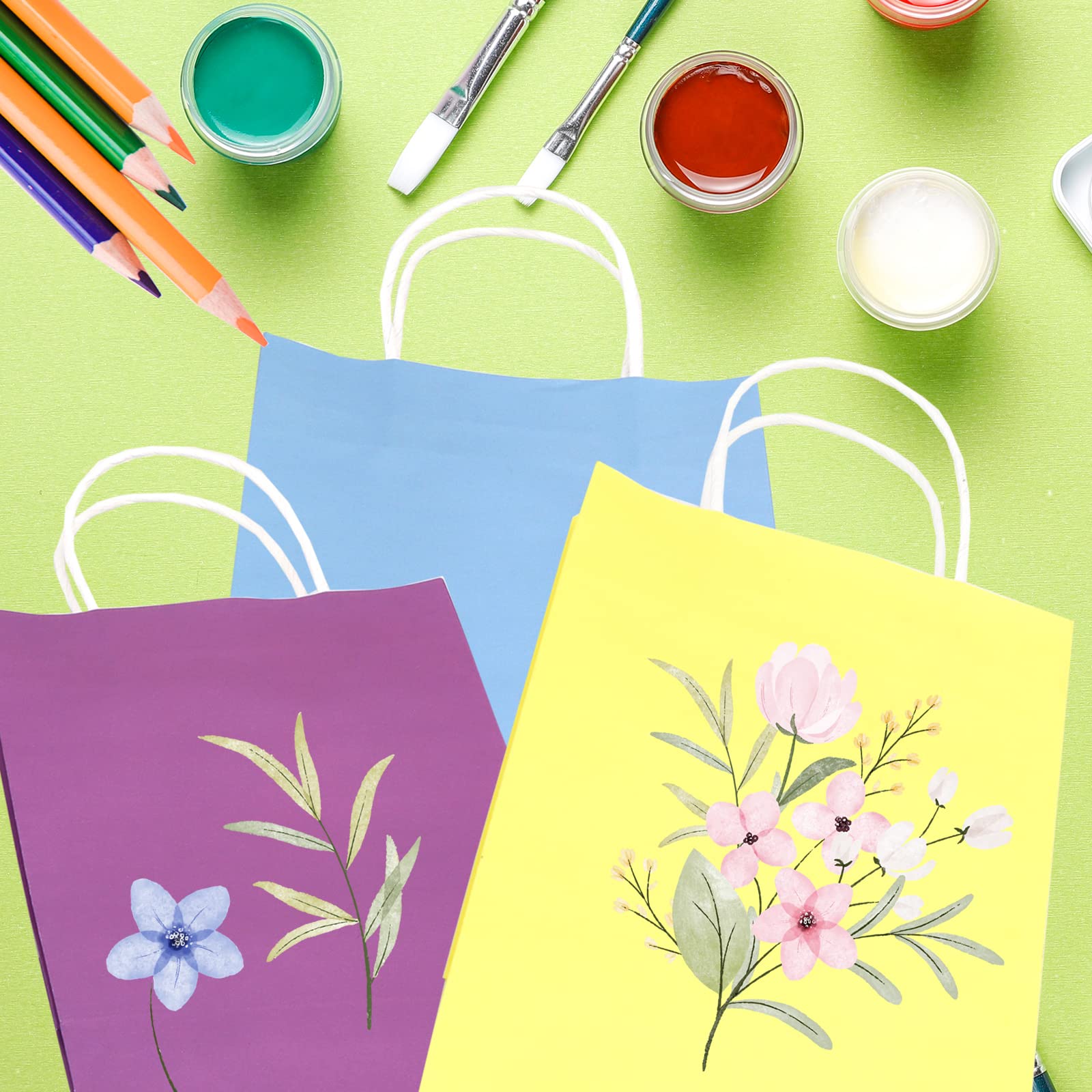 ECOHOLA Kraft Paper Party Bags 32-Pack, Rainbow Colors for Weddings & Kids Crafts