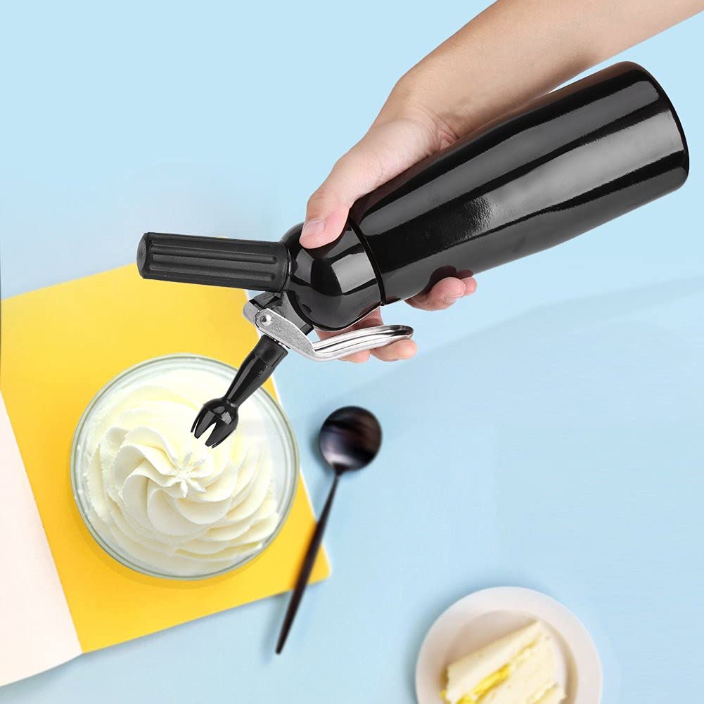 Yosoo 500mL Aluminum Cream Butter Whipper - Durable Dessert Foam Maker with 3 Decorating Nozzles for Cake Decorating, Coffee Topping & Dessert Making | Perfect for Bakeries, Cafes & Home Kitchens
