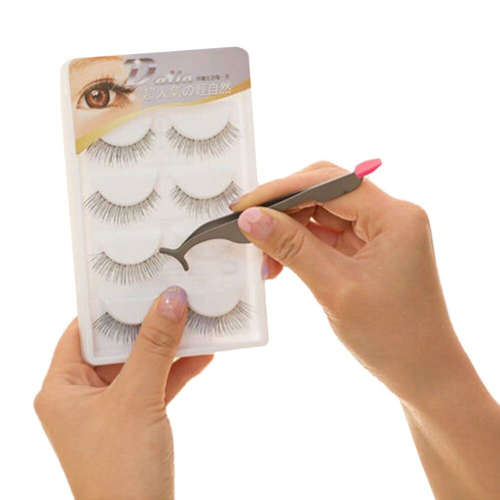 BAMBBLE False Eyelash Applicator Set [2 Pack] - Stainless Steel Eyelash Tweezers for Easy Application & Removal | Professional Makeup Tools for Lashes & Extensions | Perfect for Home, Salon & Travel Use