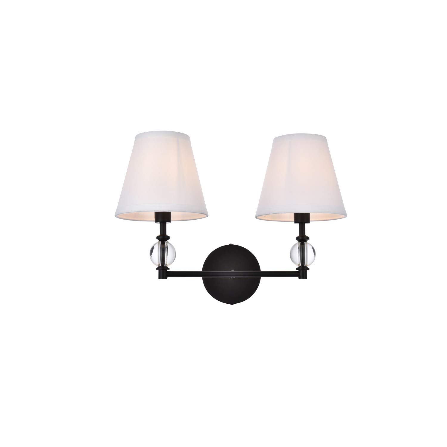 Bethany 2-Light Black Bathroom Wall Sconce with White Fabric Shade - Perfect for Vanity Lighting, Powder Room, and Modern Bathroom Decor