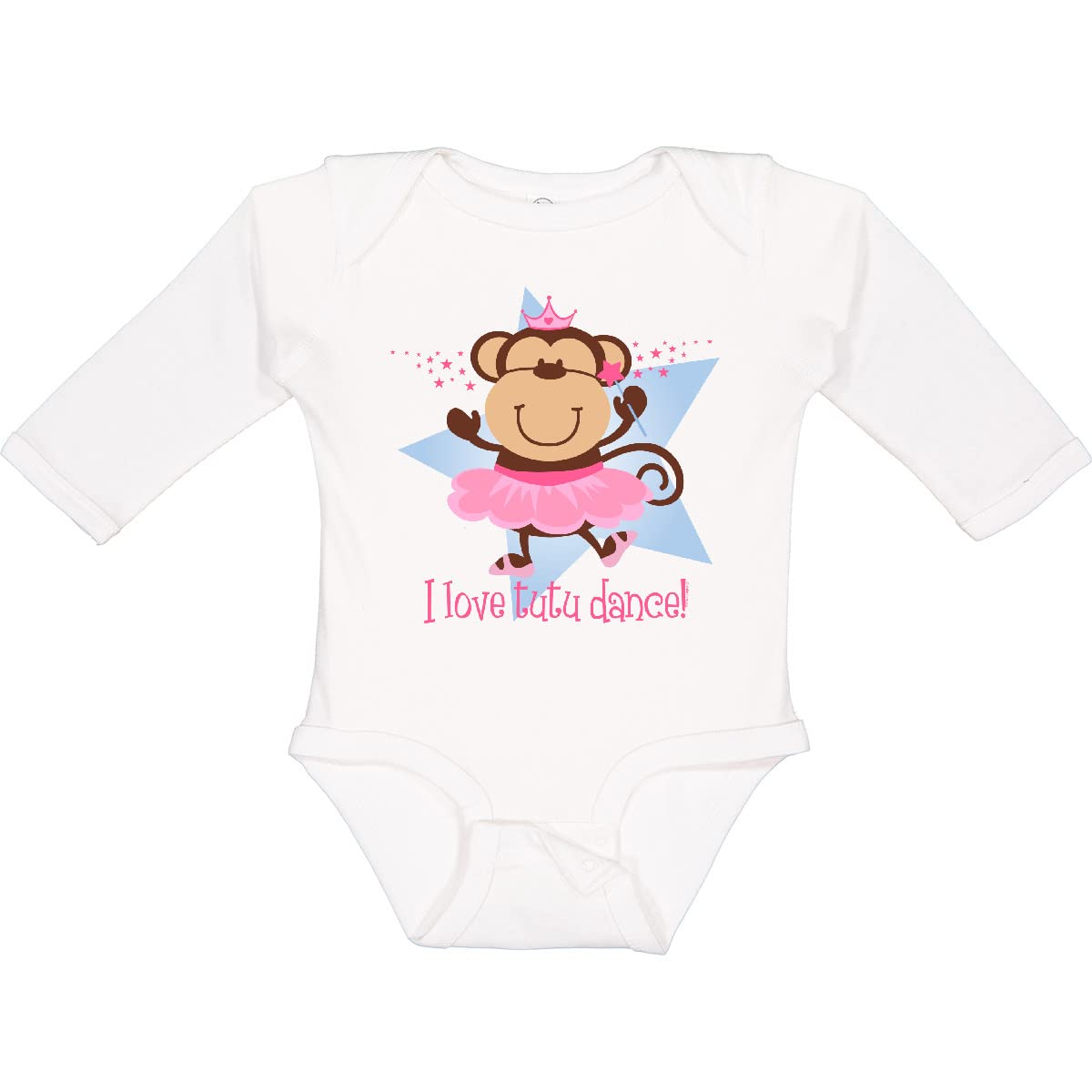 Inktastic Monkey Love Tutu Dance Long Sleeve Baby Bodysuit - Cute Animal Print Onesie for Infants & Toddlers - Perfect for Playdates, Photo Shoots & Birthday Parties