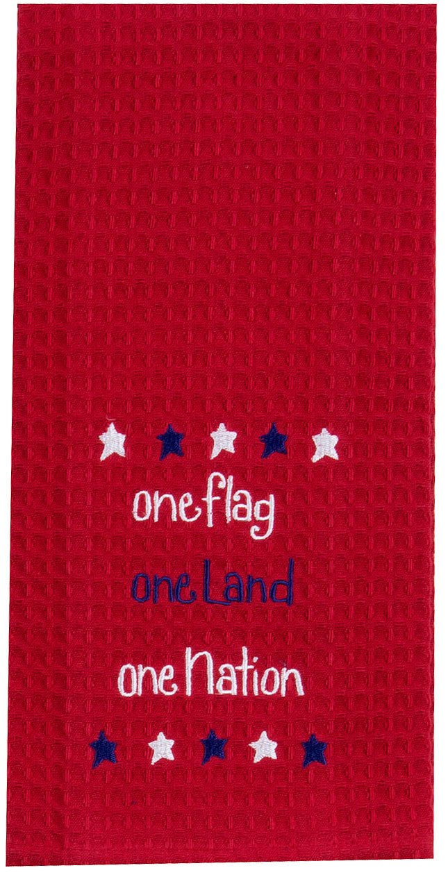 Kay Dee Designs One Flag Embroidered Waffle Towel - Soft Absorbent American Flag Towel for Bath, Beach, Pool & Gym - Patriotic Home Decor & Outdoor Accessories