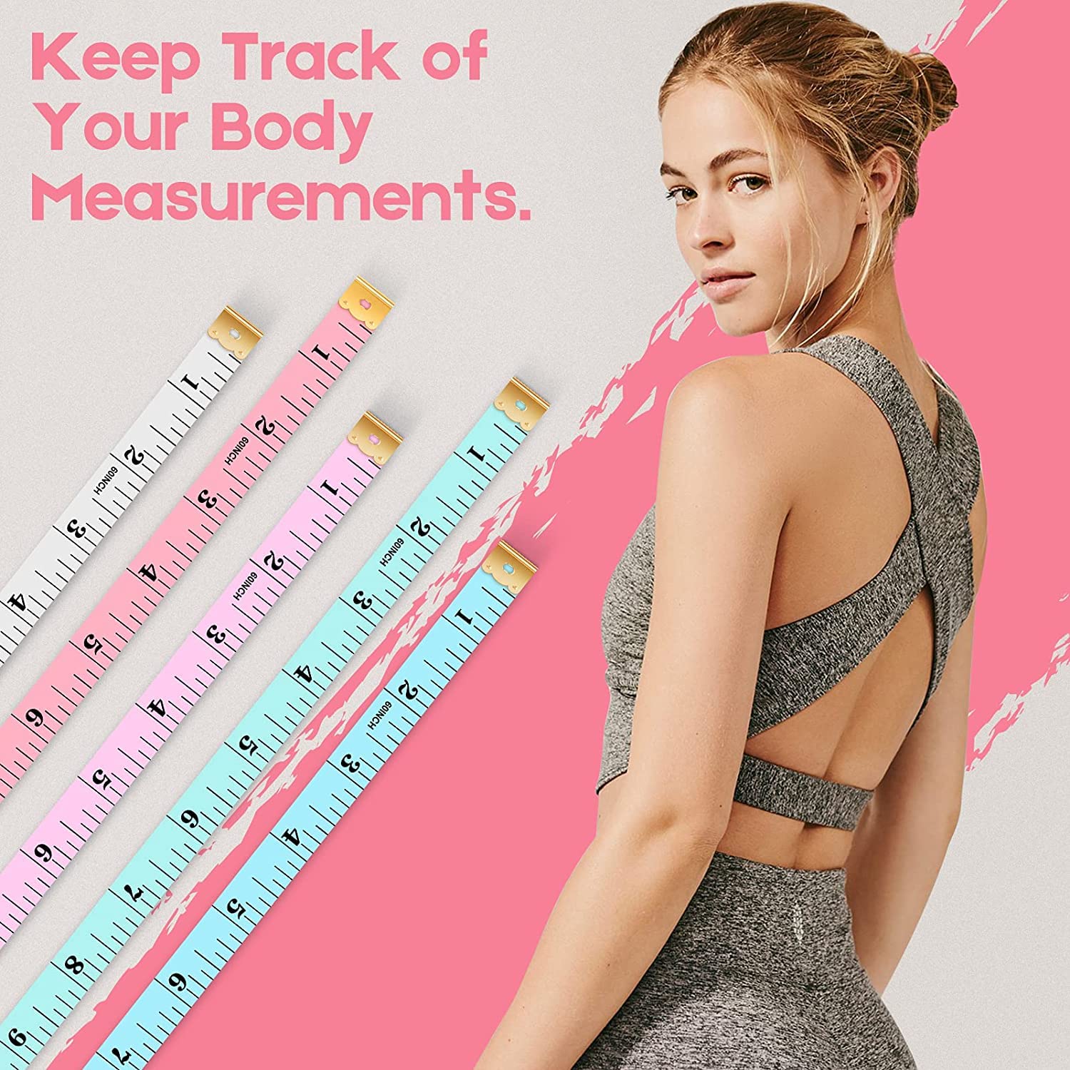 iBayam 60-Inch Double-Sided Soft Tape Measure - 2-Pack (White & Blue) for Body Measurements, Sewing, Tailoring, Crafts & Weight Loss Tracking - Flexible Fabric Ruler for DIY Projects, Quilting & Dressmaking