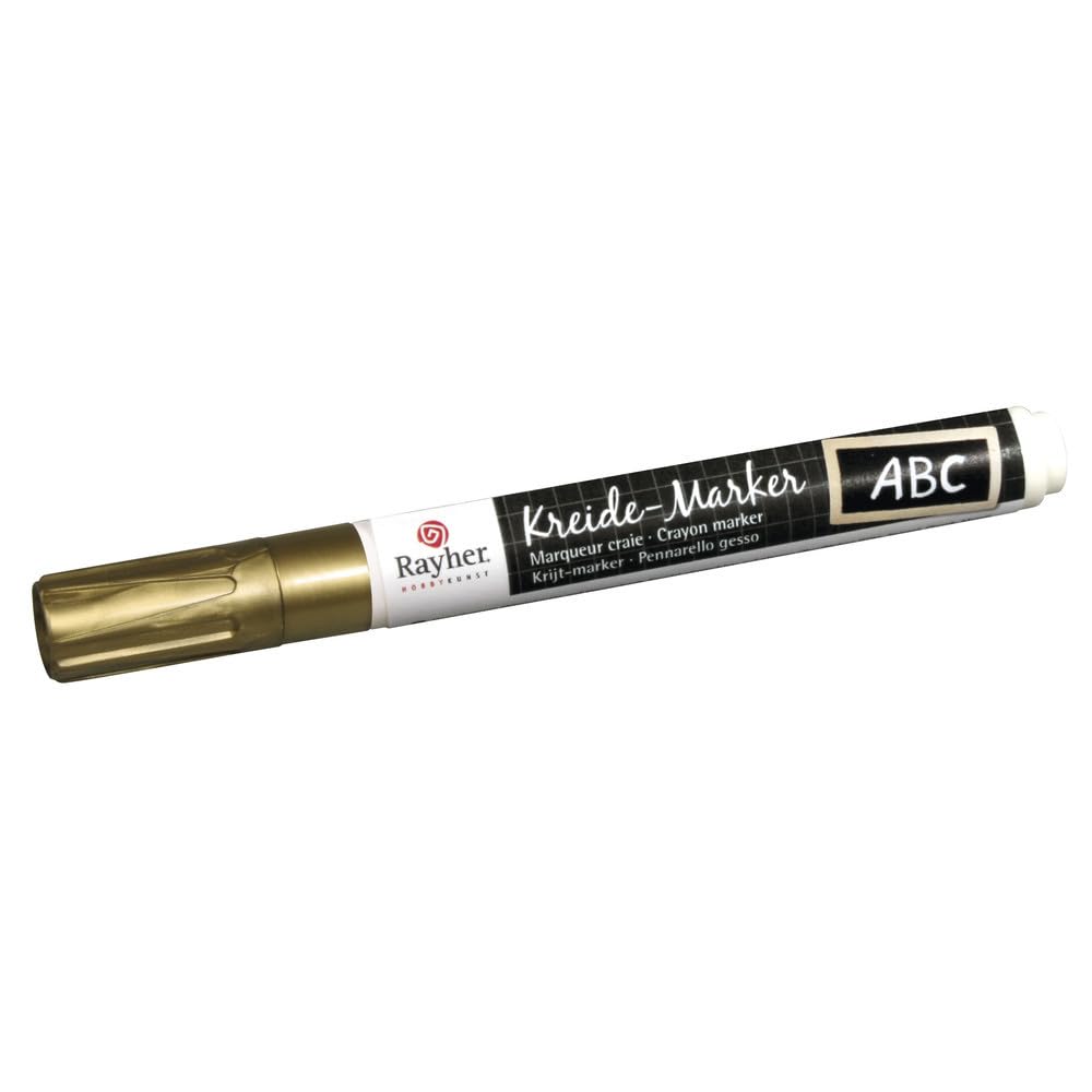 RAYHER HOBBY 38830620 Chalk Marker with Chisel Tip (2-6mm) - Brilliant Gold for Whiteboards, Glass, Chalkboards & DIY Crafts