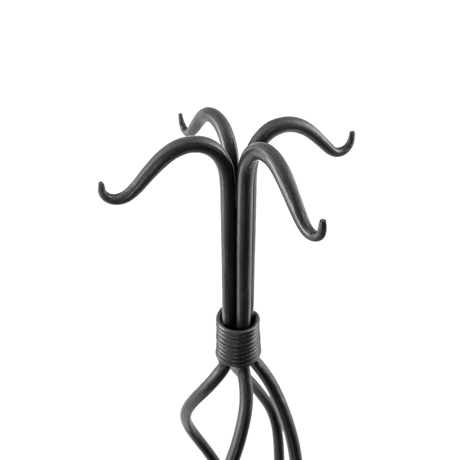 Helix 5-Piece Wrought Iron Fireplace Tool Set - Durable Fireplace Accessories with Stand, Poker, Brush, Shovel & Tongs - Perfect for Fireplace Maintenance & Home Decor (Black Finish) - Ideal for Indoor Fireplaces, Outdoor Fire Pits & Cozy Winter Nights