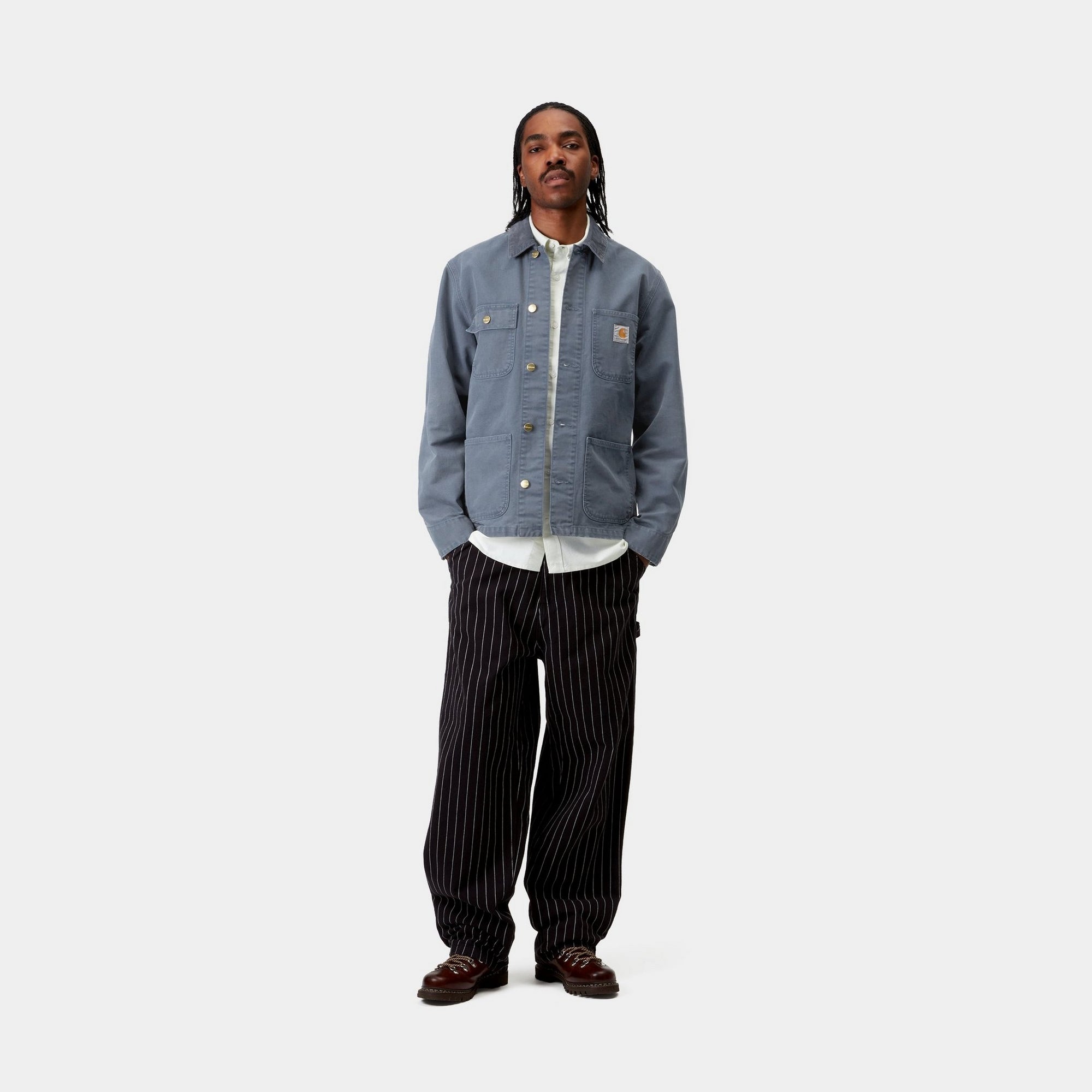 Michigan Spring Coat - Stone Canvas Fabric in Dusky Blue | Lightweight Water-Resistant Jacket for Outdoor Hiking & City Commute