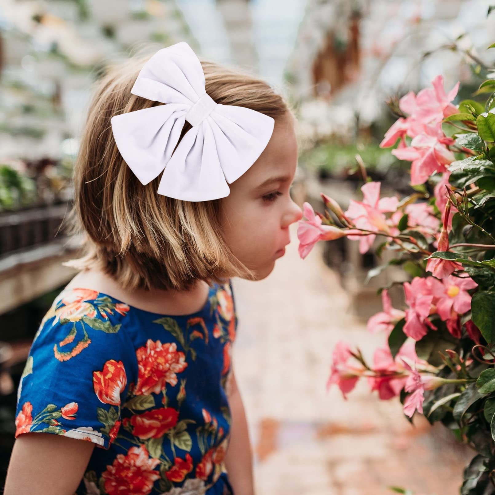 6 Inch Velvet Hair Bows for Girls - 2PCS Big White Fall Hair Clips with Alligator Clips - Toddler, Kids & Teens Hair Accessories for School, Parties & Special Occasions