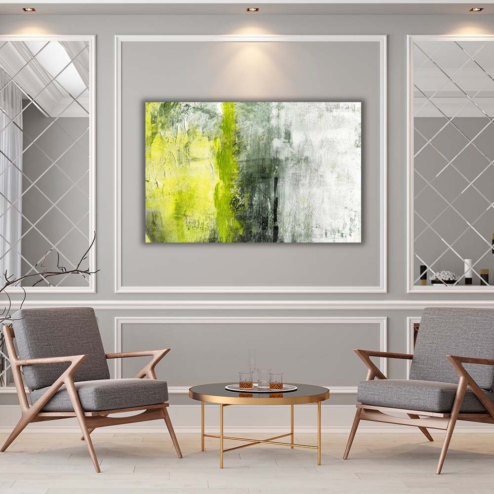 Pistachio Green Abstract Wall Art - Modern Home Decor for Living Room, Bedroom & Office - Unique Handmade Canvas Painting for Stylish Interior Design