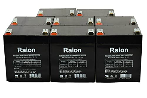 Raion Power 12V 5Ah Replacement AGM Battery for Napco Alarms MA1000E4LB PAK - 8 Pack - Backup Power for Home Security Systems & Emergency Lighting