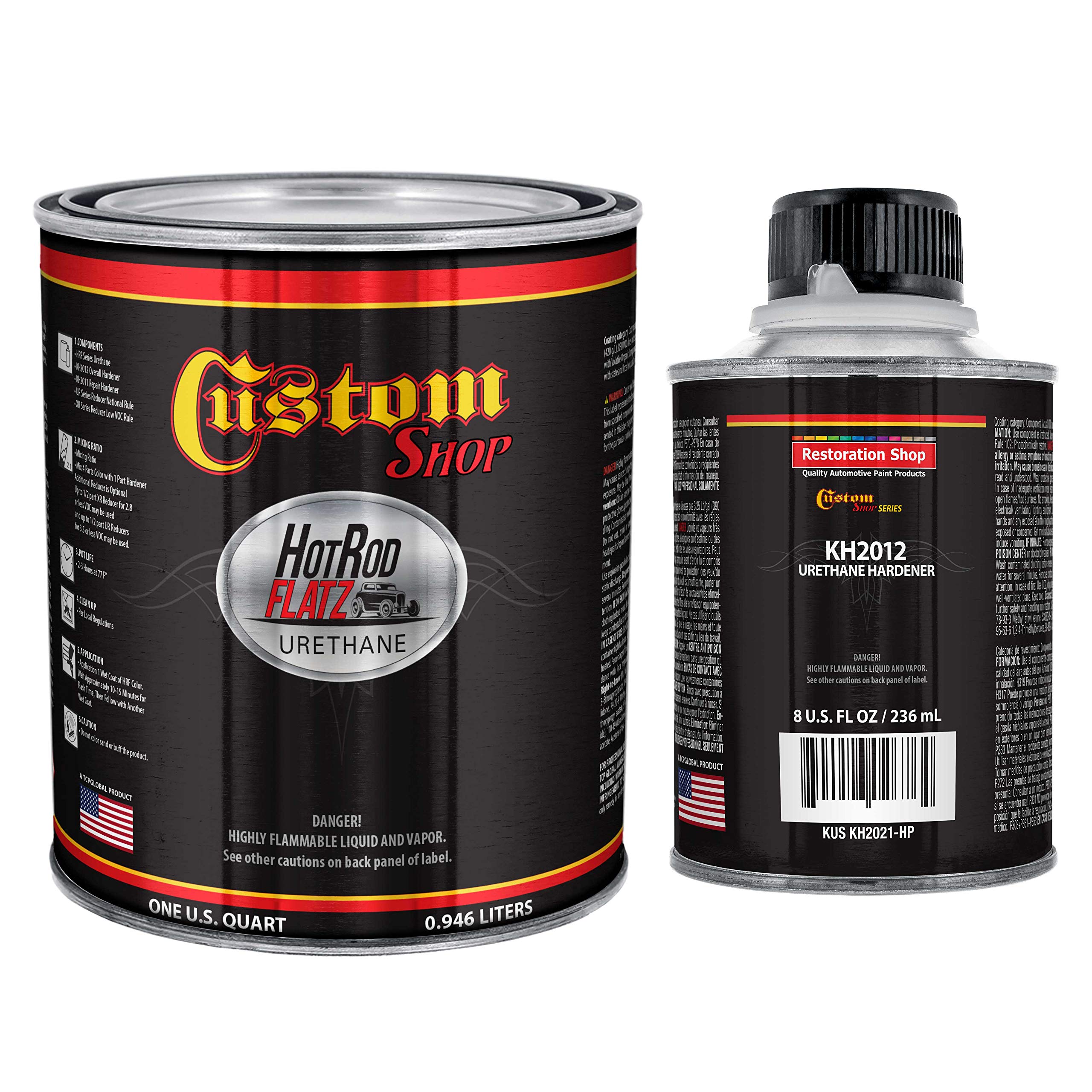 Hot Rod Flatz Urethane Automotive Paint - Custom Shop Hot Rod Red Matte Finish, 1 Quart Kit for DIY Car Restoration & Custom Projects